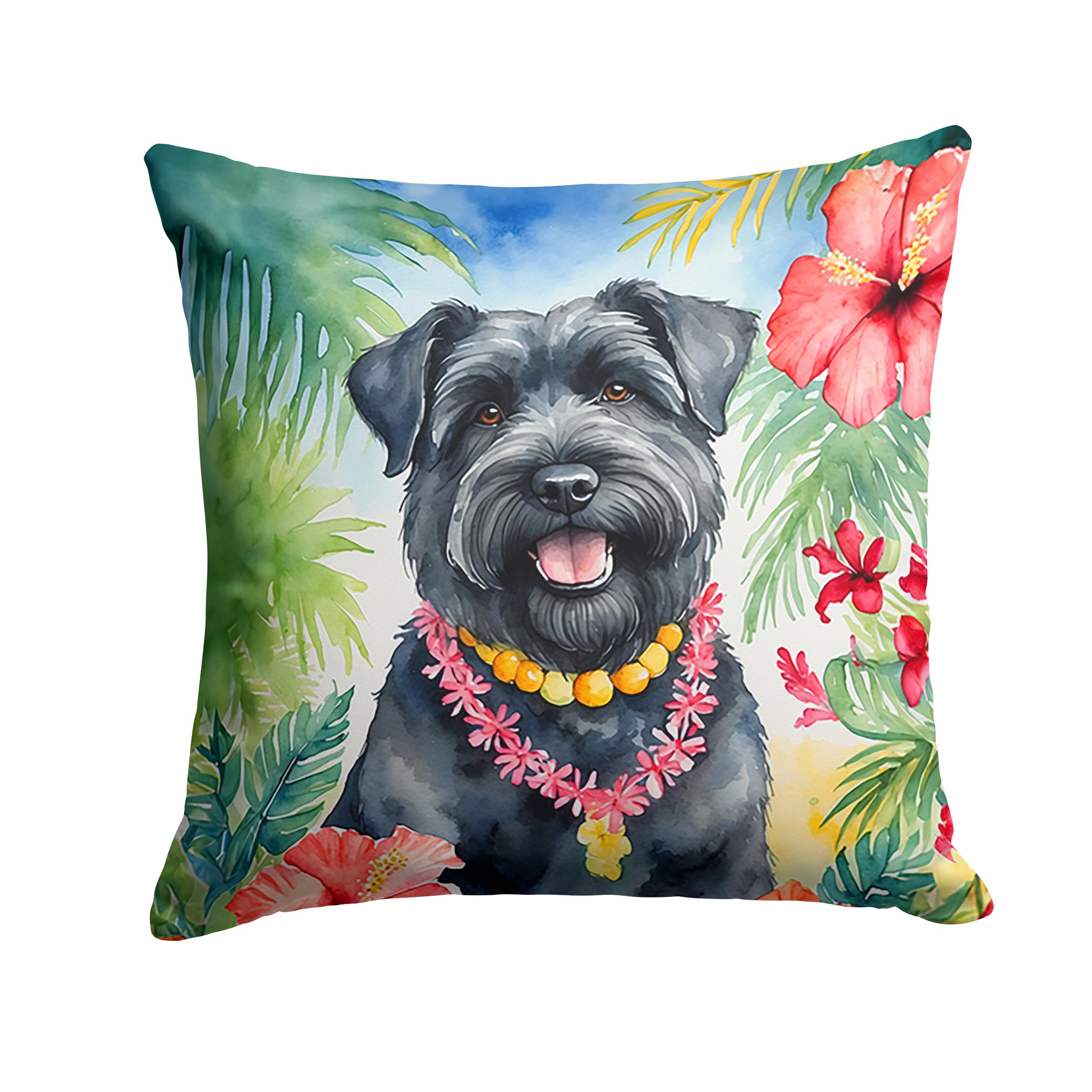 Bouvier Des Flandres Luau Throw Pillow