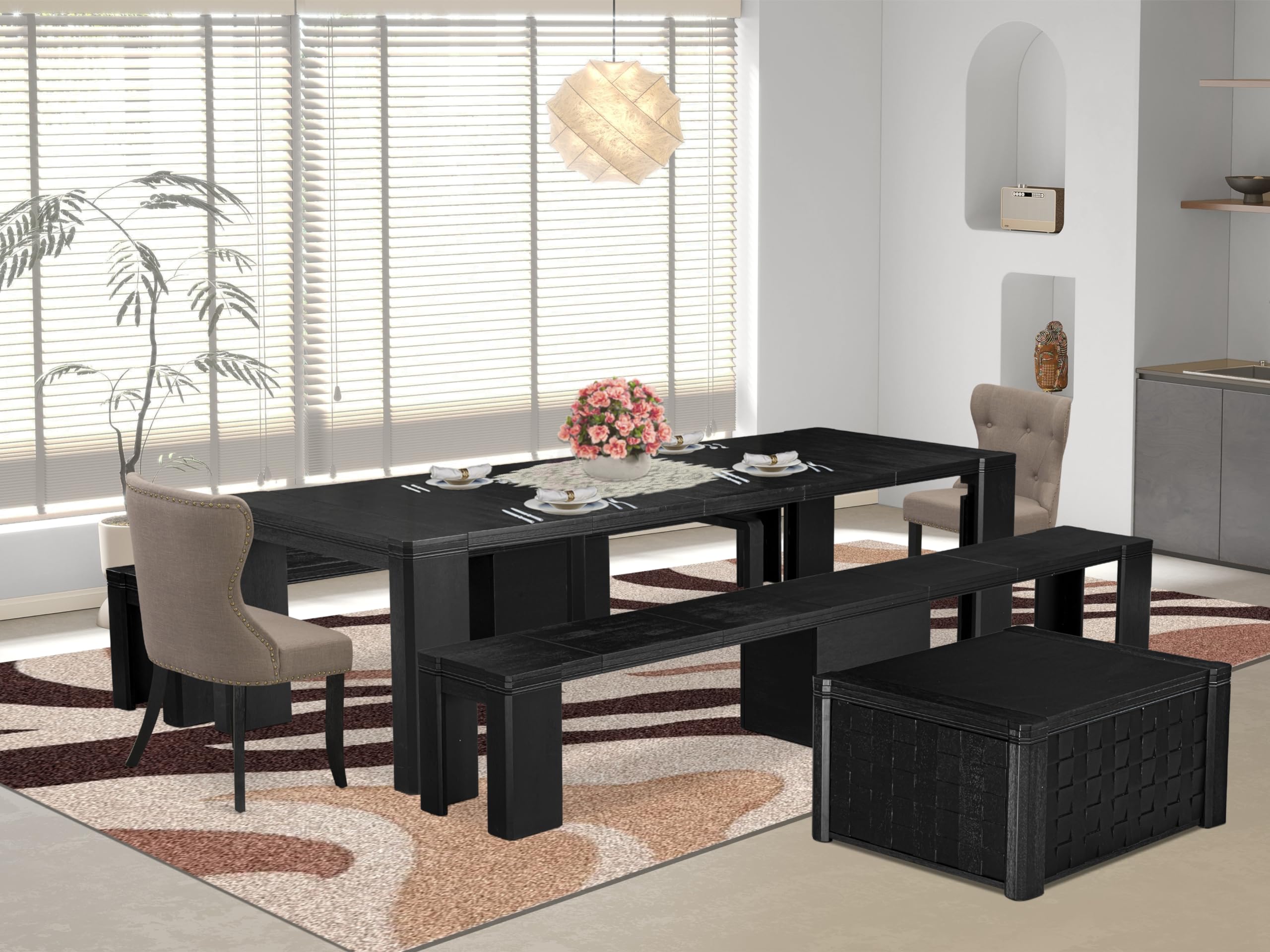 6-piece Dining Room Table Set a Rectangular Dining Table with a coffee Table