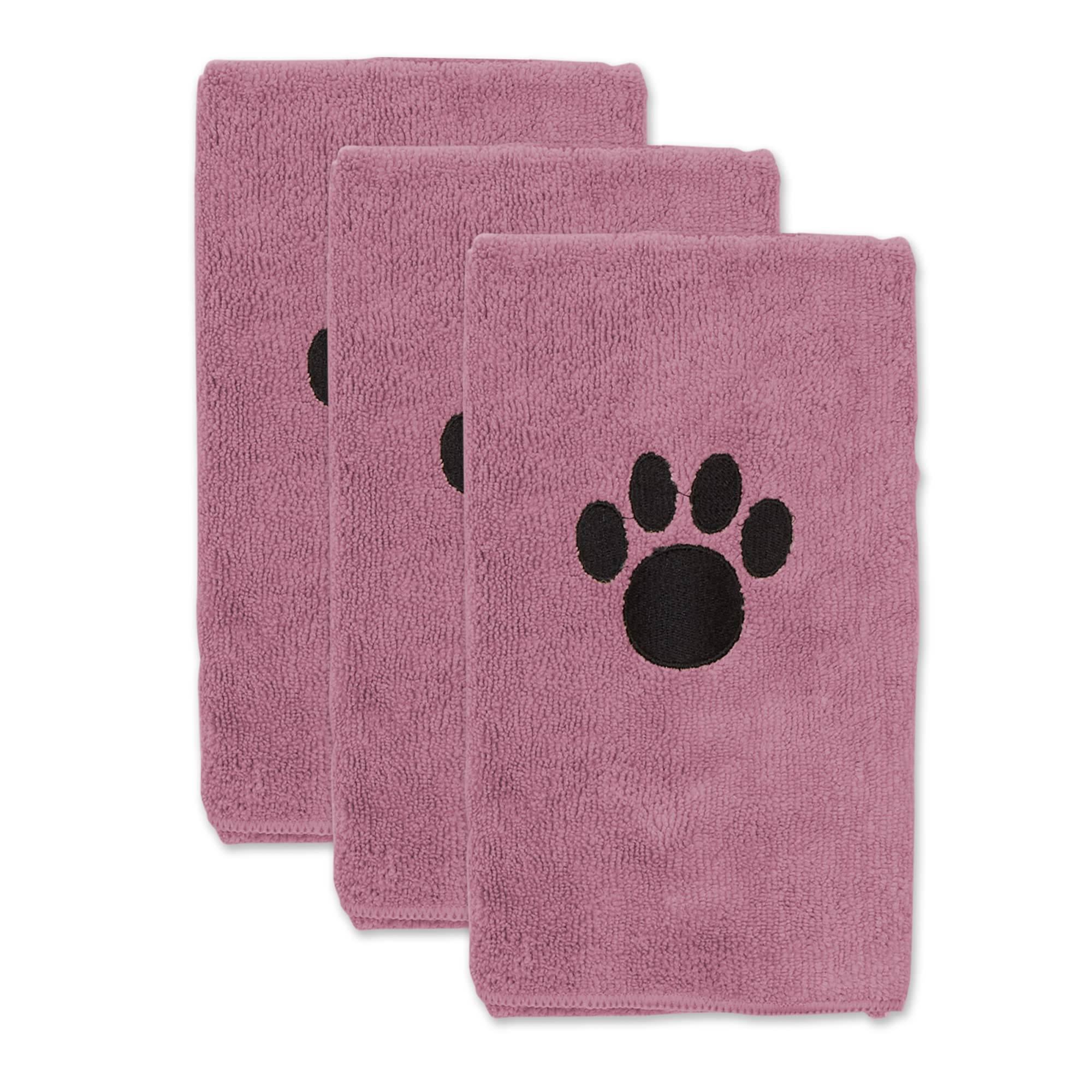 Bone Dry Pet Grooming Towel Collection Absorbent Microfiber Drying Set 15X30 Embroidered Rose 3 Count