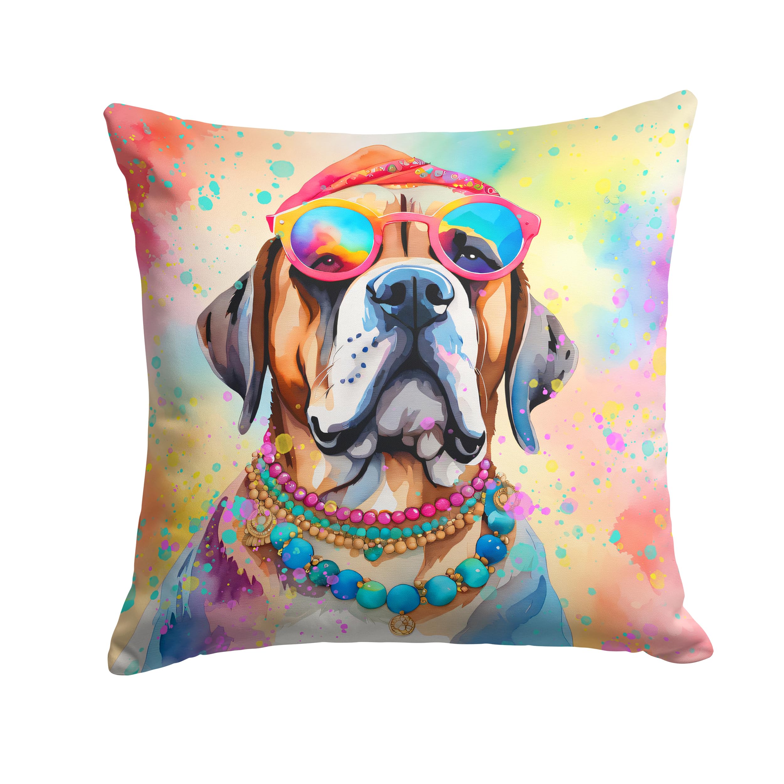Mastiff Hippie Dawg Throw Pillow
