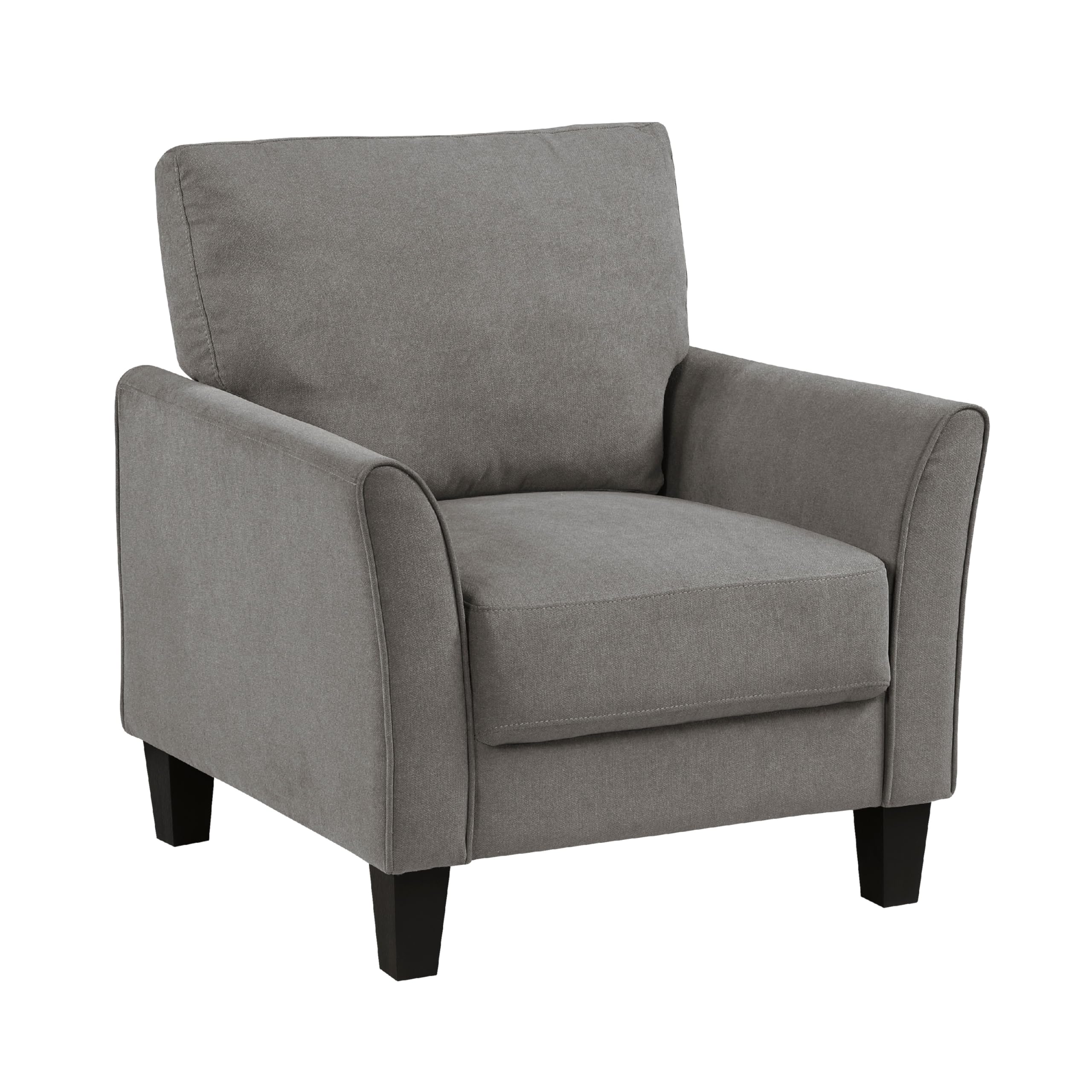 Xumo Sofa Armchair, Taupe Gray 34 Inch, Black Tapered Wood Legs