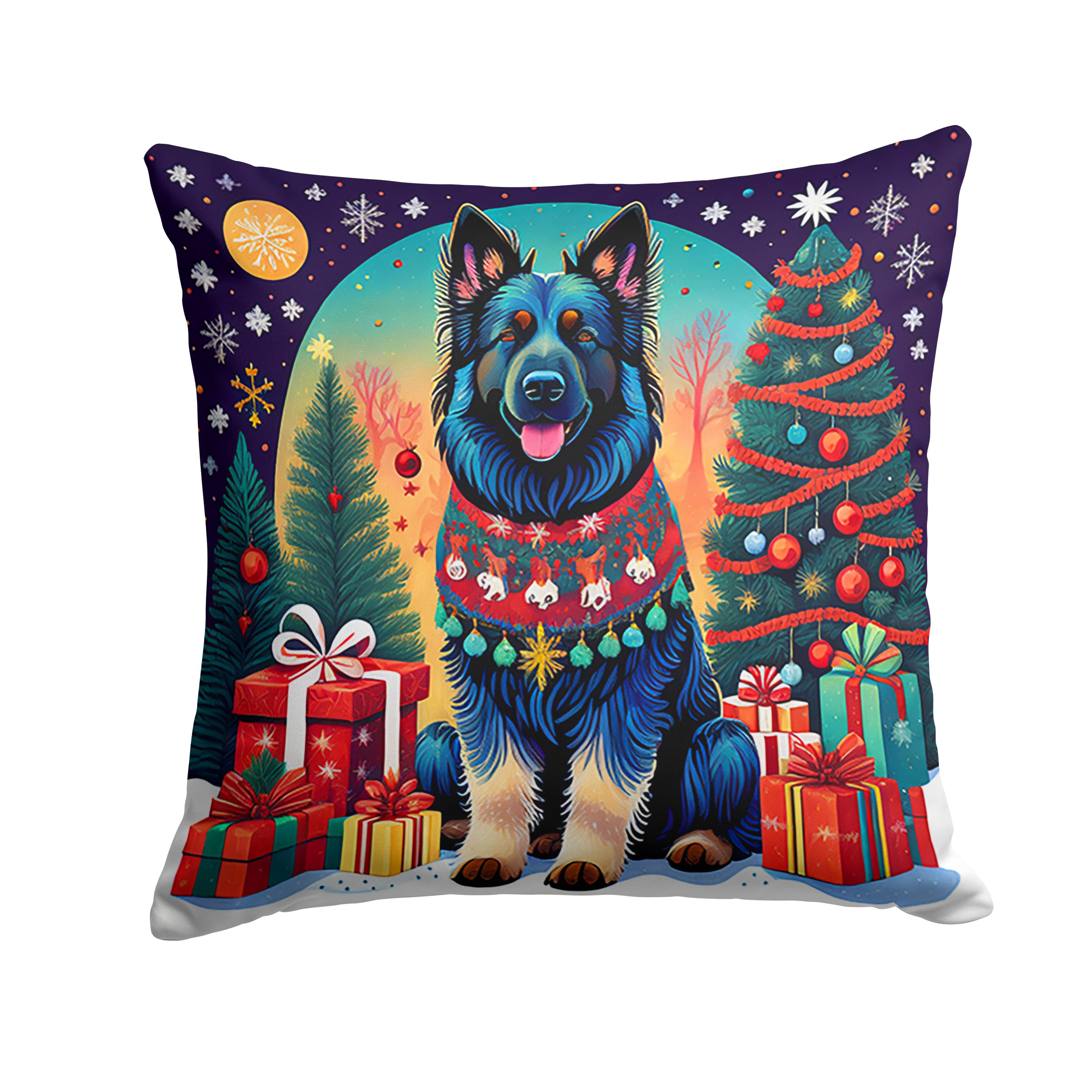 Belgian Sheepdog Christmas Throw Pillow