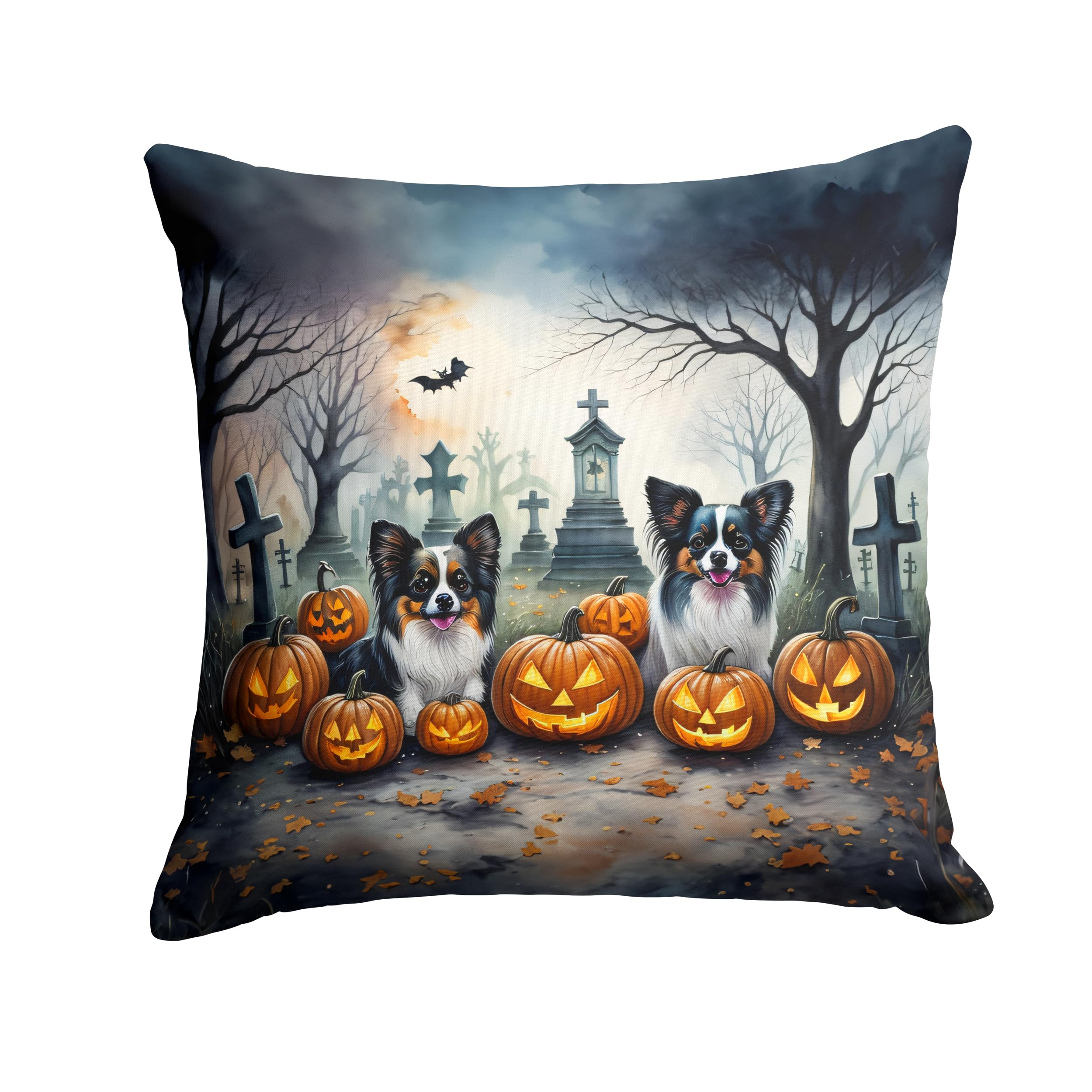Papillon Spooky Halloween Throw Pillow
