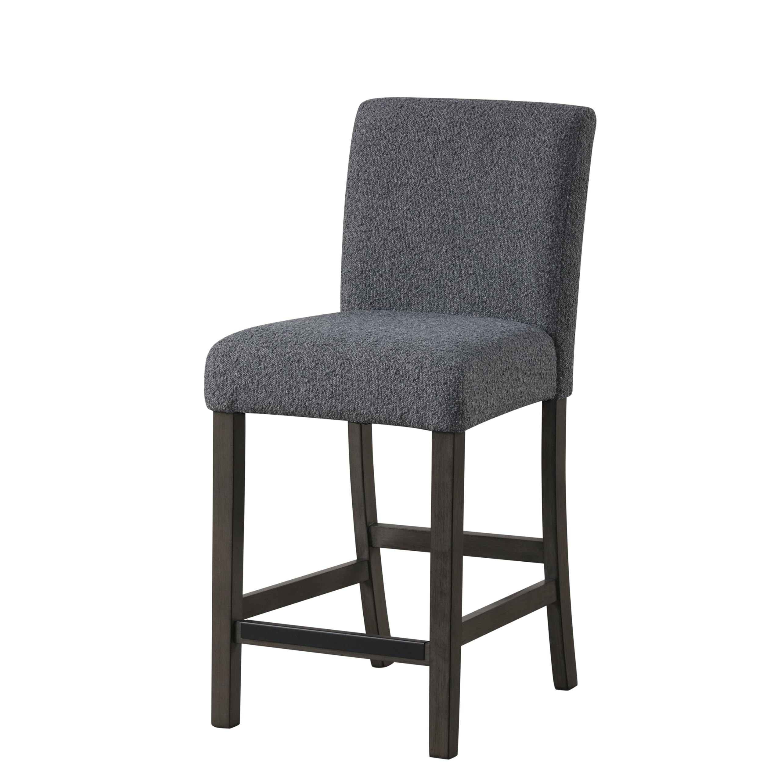 Ghy Counter Height Chair Set of 2, Gray Fabric, Solid Acacia Wood