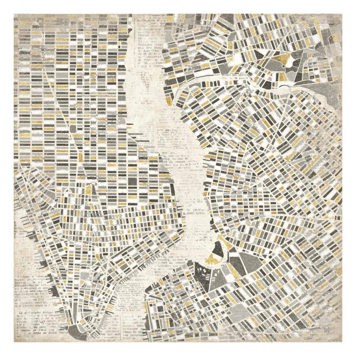 Neutral New York Map -Paper Art-26x26”