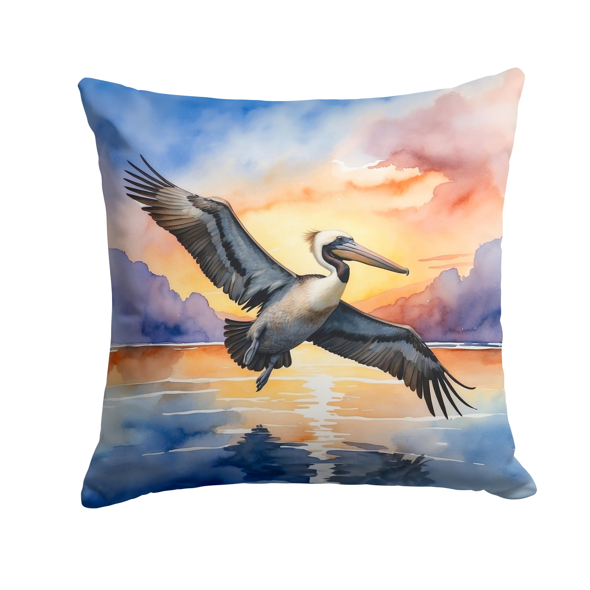 Carolines Treasures Pelican Fyling at Sunrise Throw Pillow Machine Washable, Indoor Outdoor Decorative Pillow for Couch, Bed or Patio, 18Hx18W