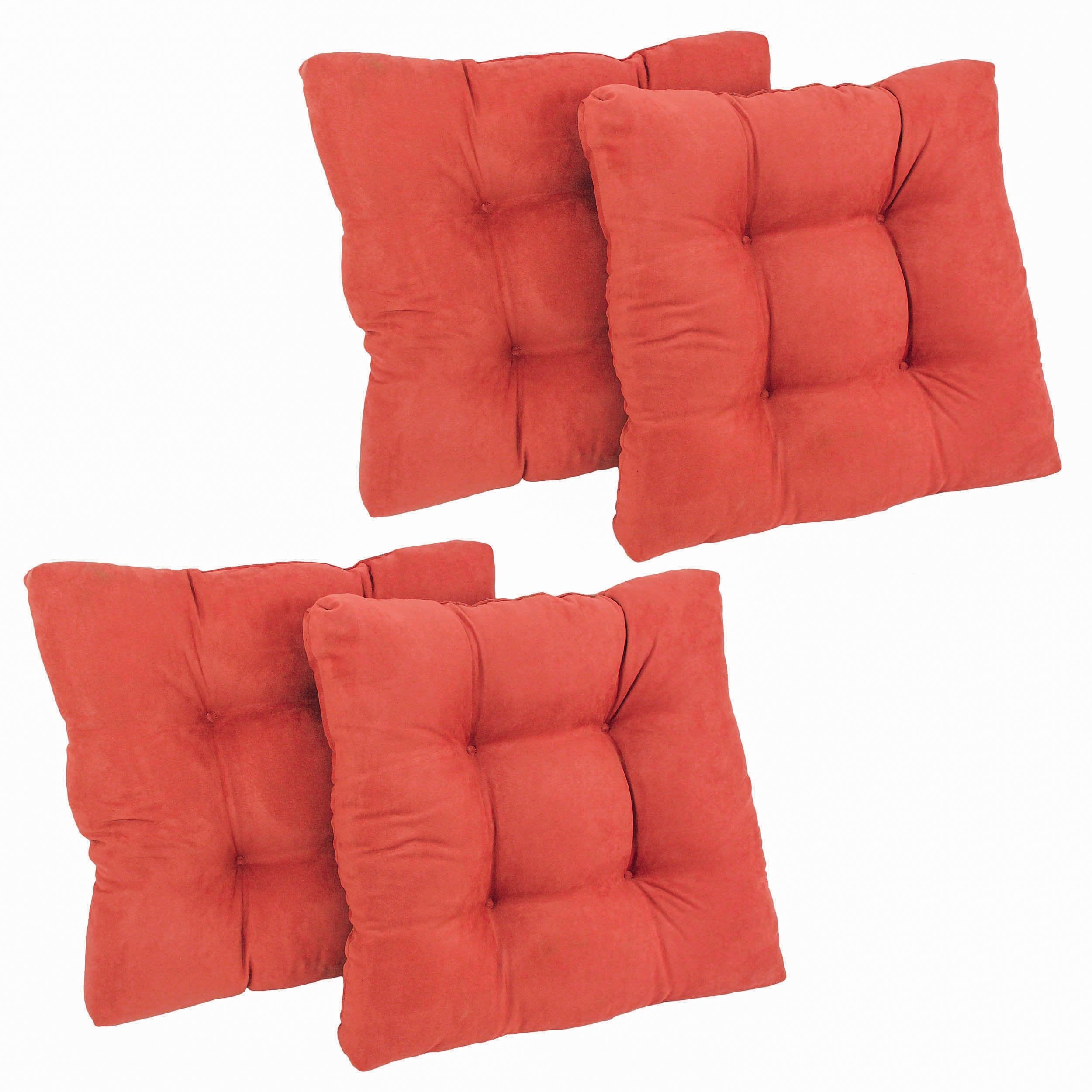 19-inch Squared Microsuede Tufted Dining Chair Cushion (Set of Four) - Cardinal Red