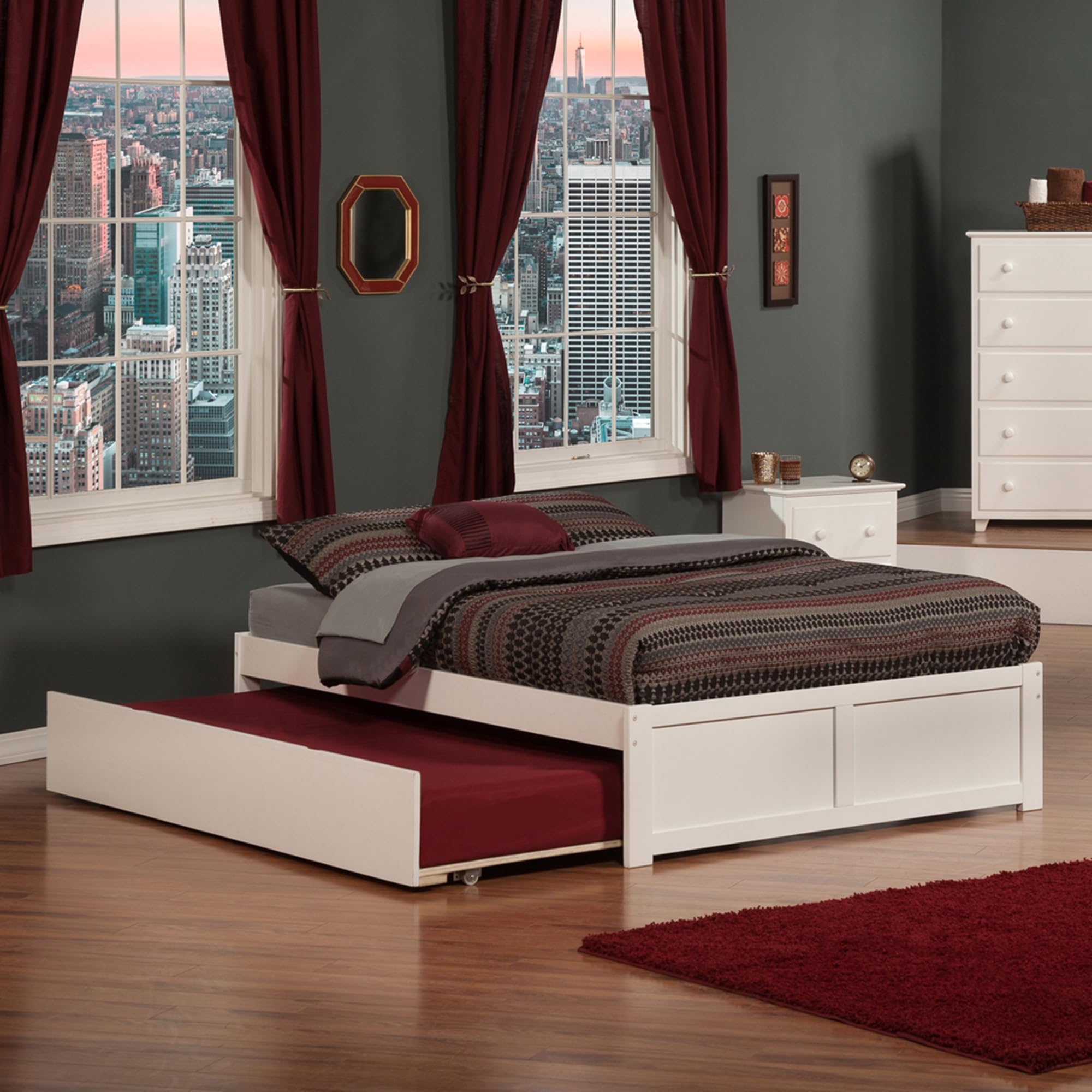 Concord Full Flat Panel Foot Board w/ Urban Trundle White