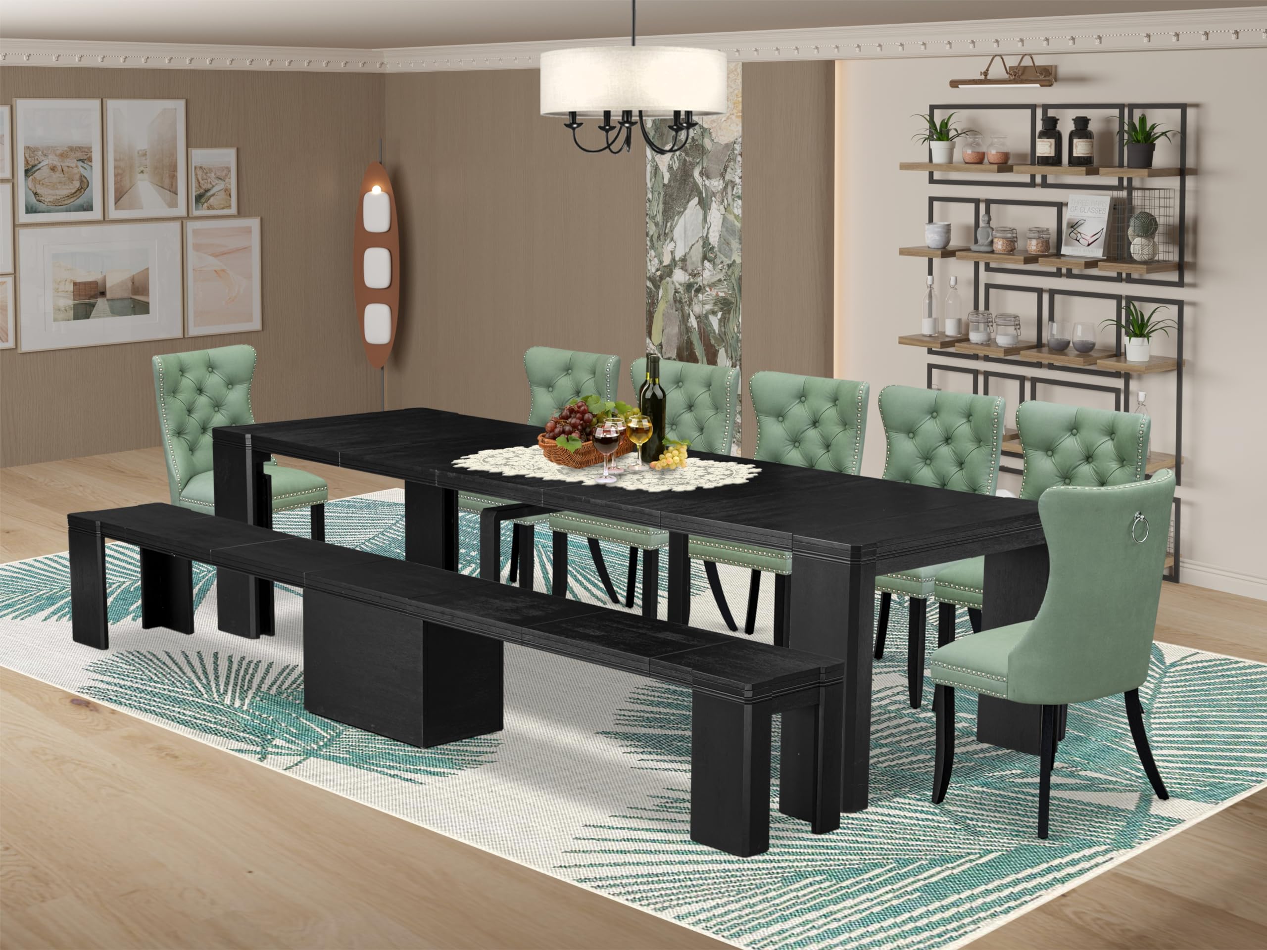 9-piece Modern Dining Room Table Set a Rectangular Kitchen Table