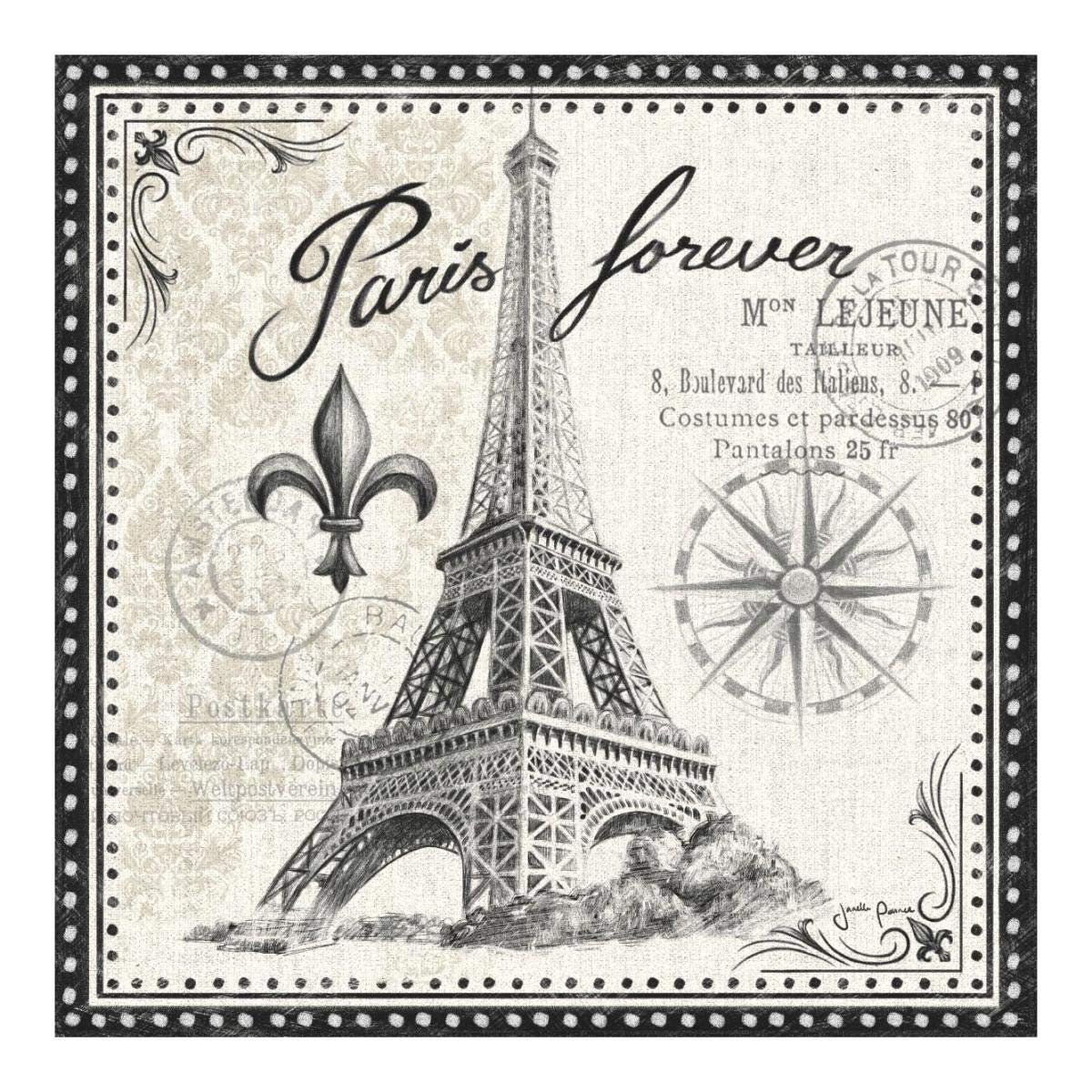 Bonjour Paris III Dark -Paper Art-20x20”
