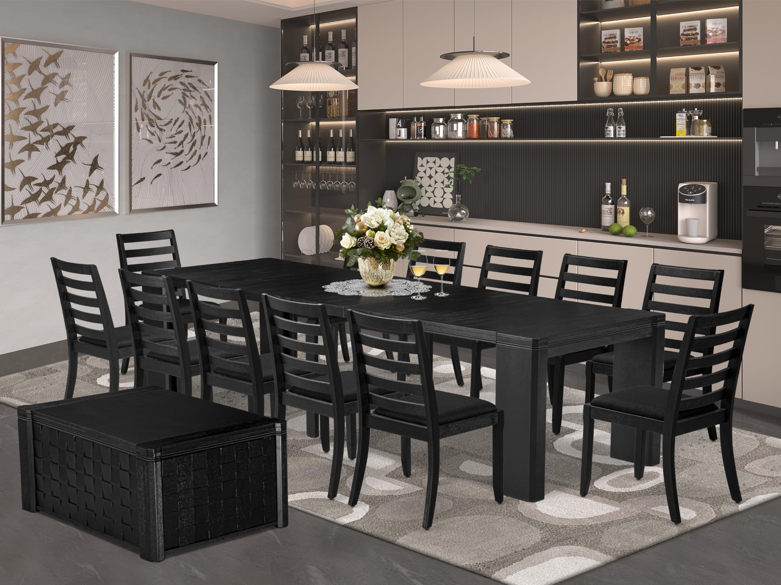 14-piece Modern Dining Room Table Set a Rectangular Dining Table
