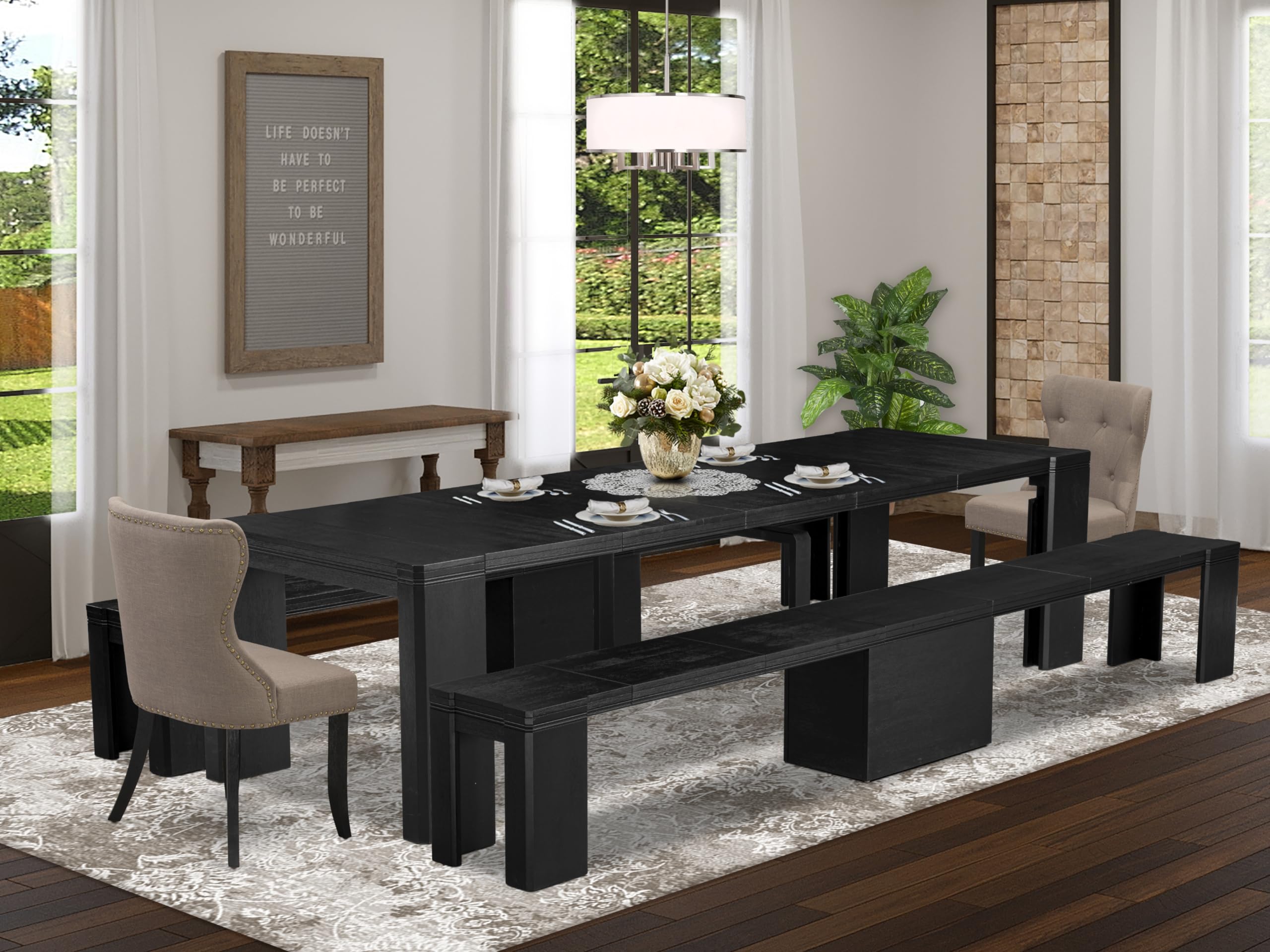 5-piece Modern Dining Room Table Set a Rectangular Kitchen Table