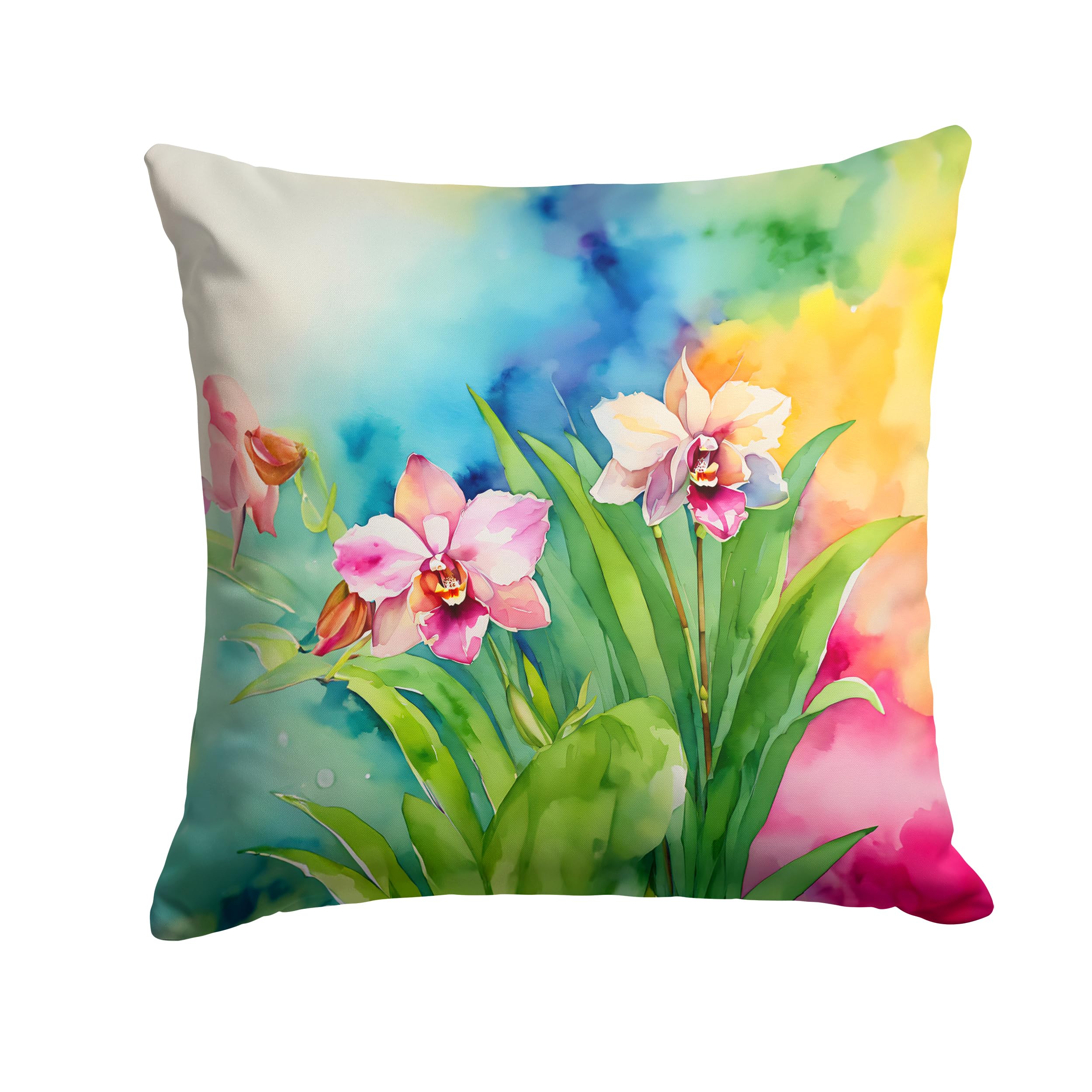 Orchids In Watercolor Throw Pillow