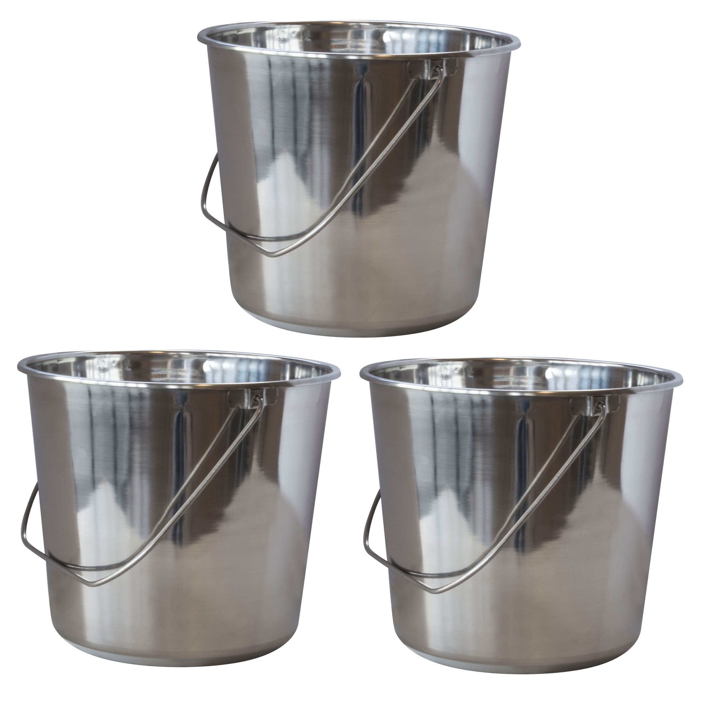 AmeriHome SSB422SET Large Stainless Steel Bucket Set  3 Piece
