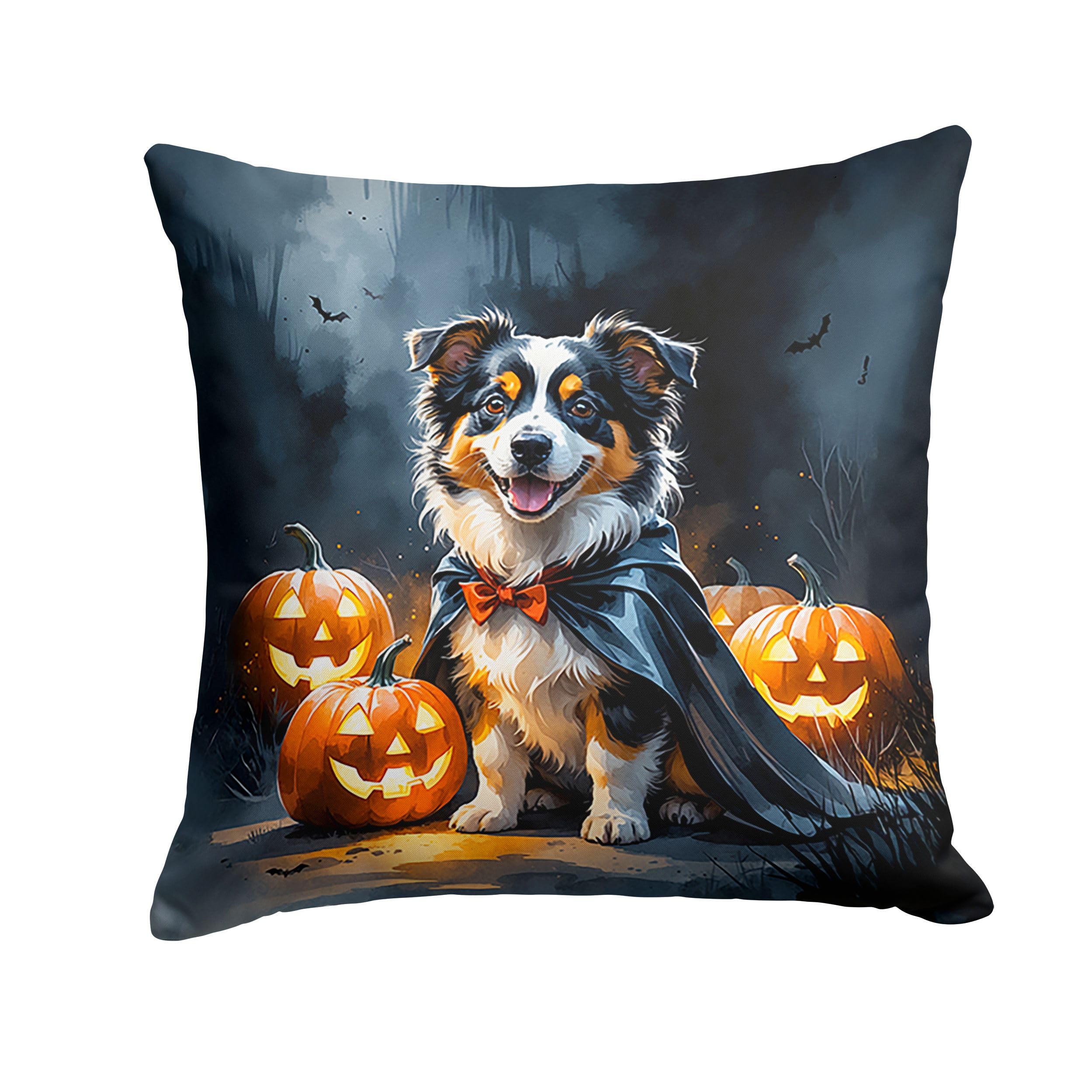 Carolines Treasures Sheltie Puppy Halloween Throw Pillow Machine Washable, Indoor Outdoor Decorative Pillow for Couch, Bed or Patio, 18Hx18W