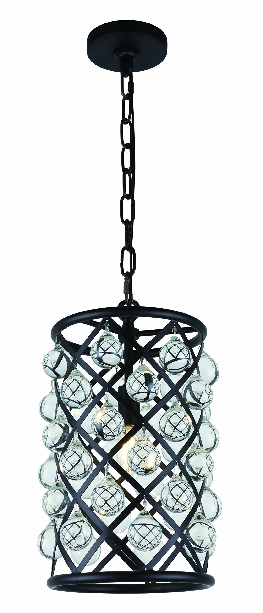 Madison 1 Light Matte Black Pendant Clear Royal Cut Crystal
