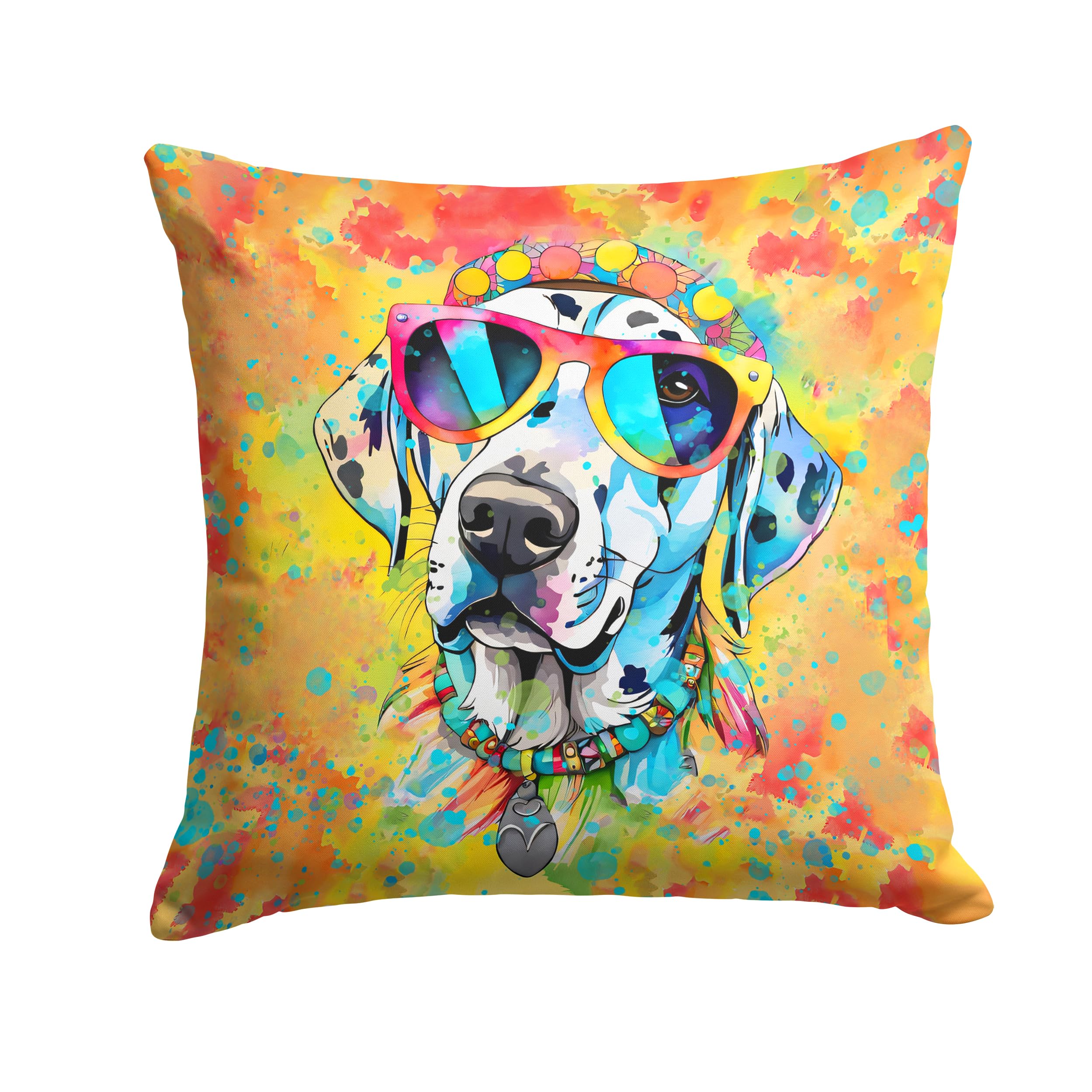 Dalmatian Hippie Dawg Throw Pillow