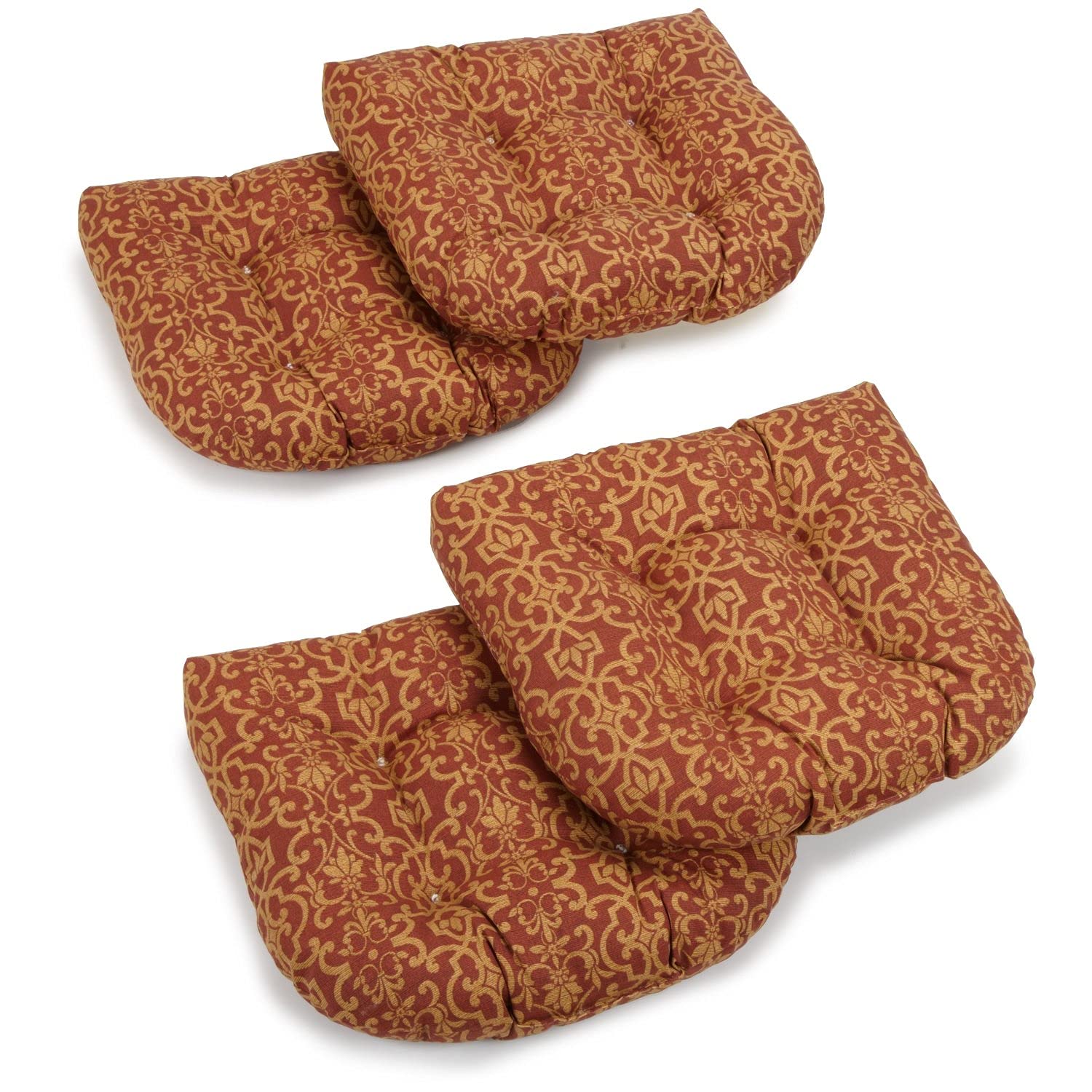19-inch U-Shaped Spun Polyester Outdoor Tufted Dining Chair Cushions (Set of 4) - Vanya Paprika