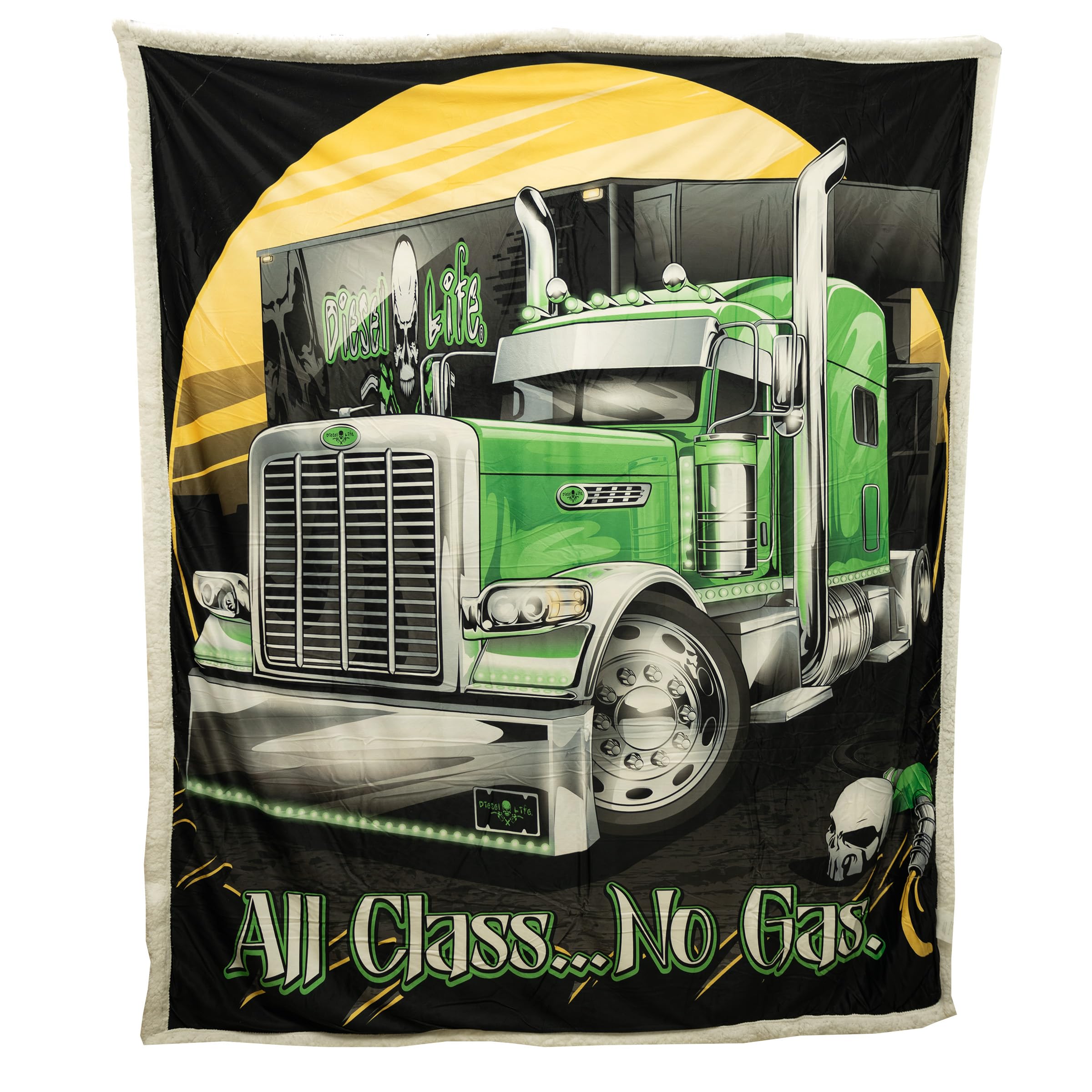 Diesel Life All Class... No Gas Sherpa Throw Blanket - 60 Inch x 70 Inch