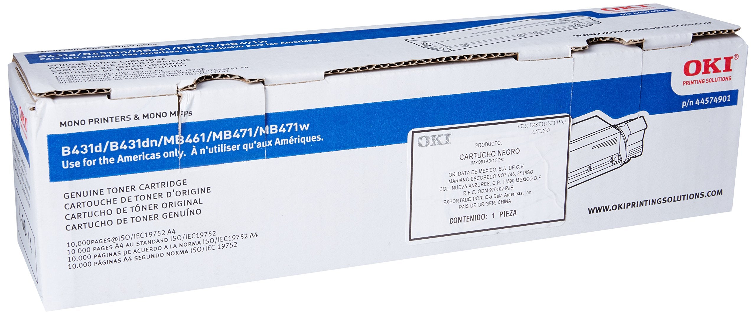 OKI Data 44574901 Toner Cartridge (Black) in Retail Packaging