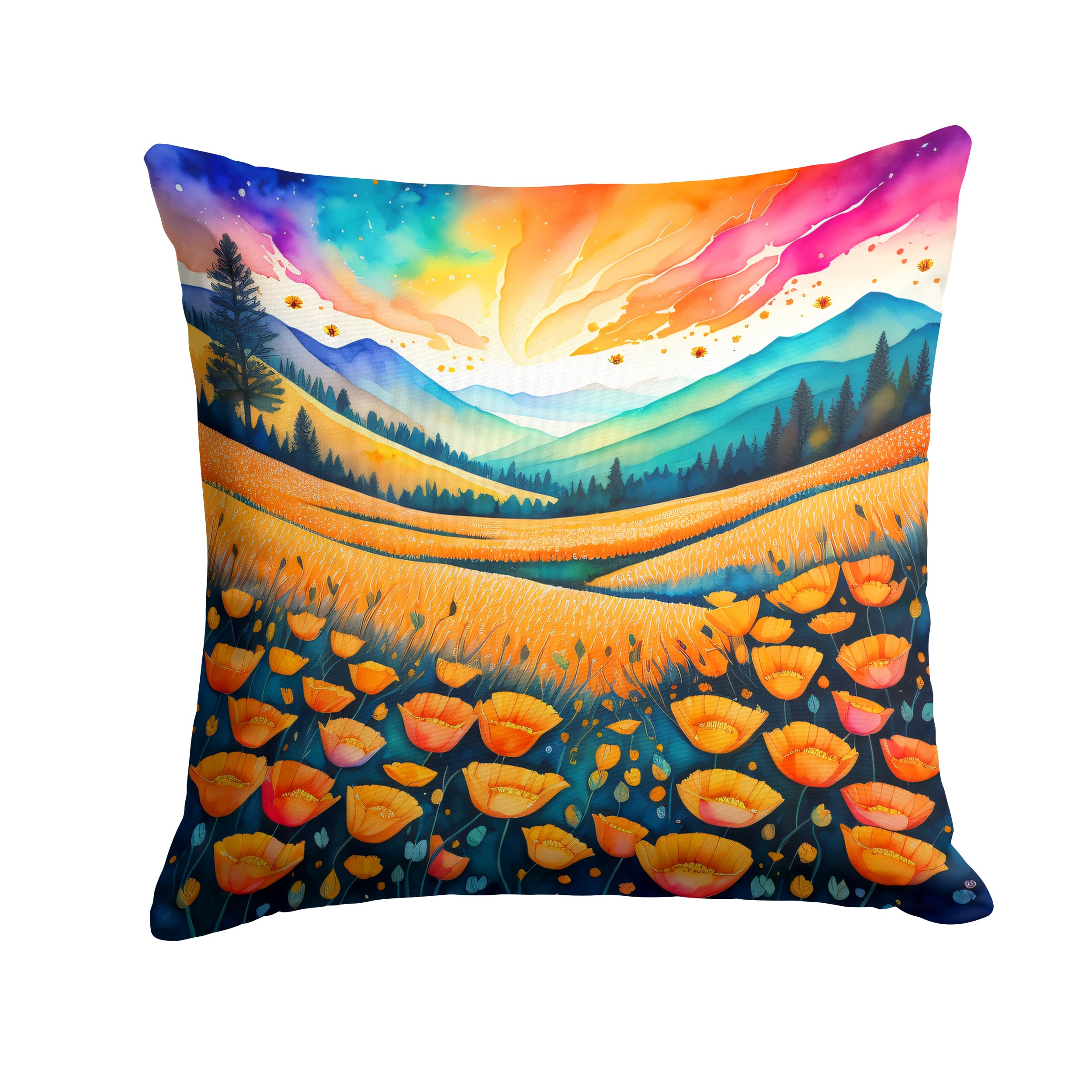 Colorful California Poppies Throw Pillow