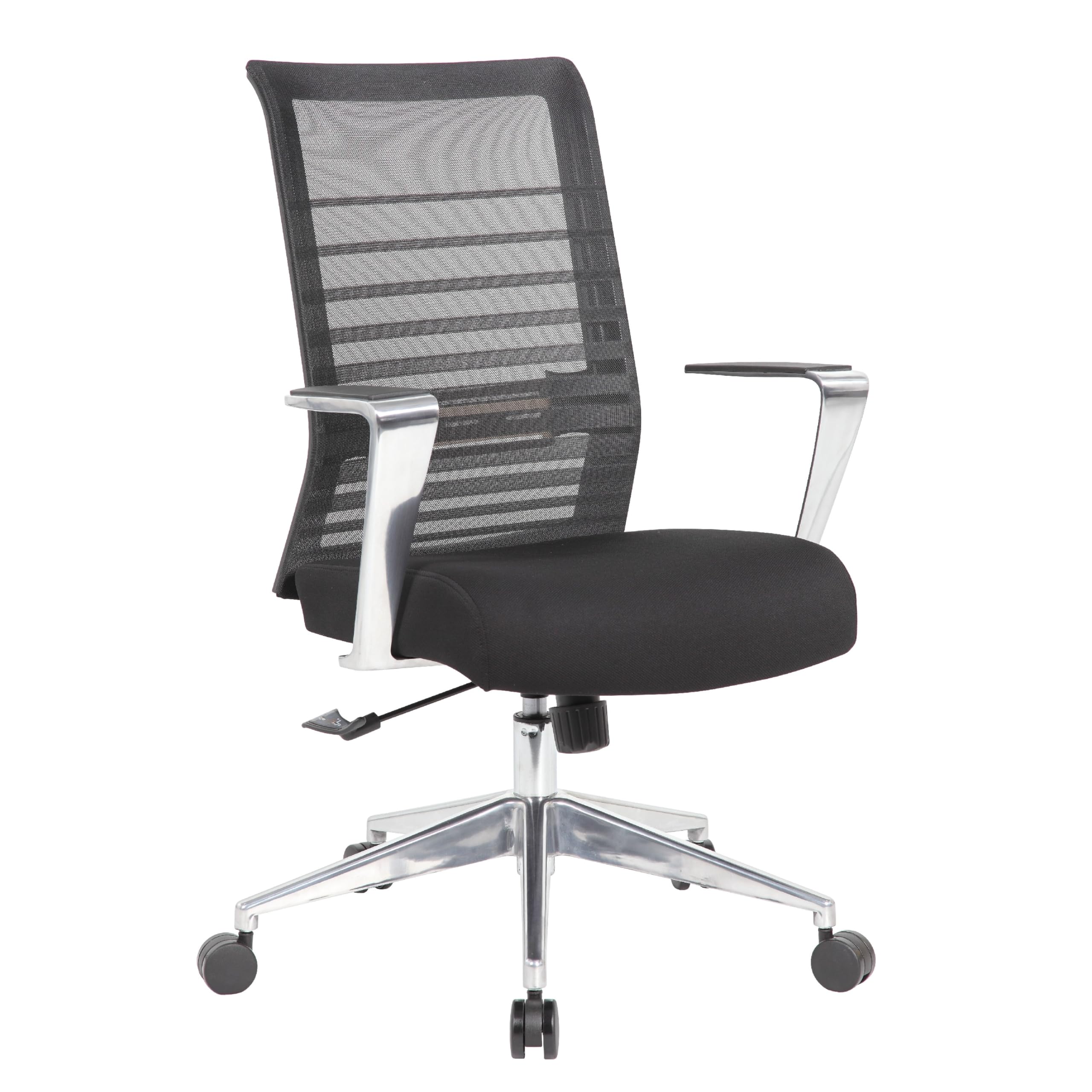 Zara Rolling Task Chair, Black Mesh, Aluminum Synchro-Tilt Mechanism