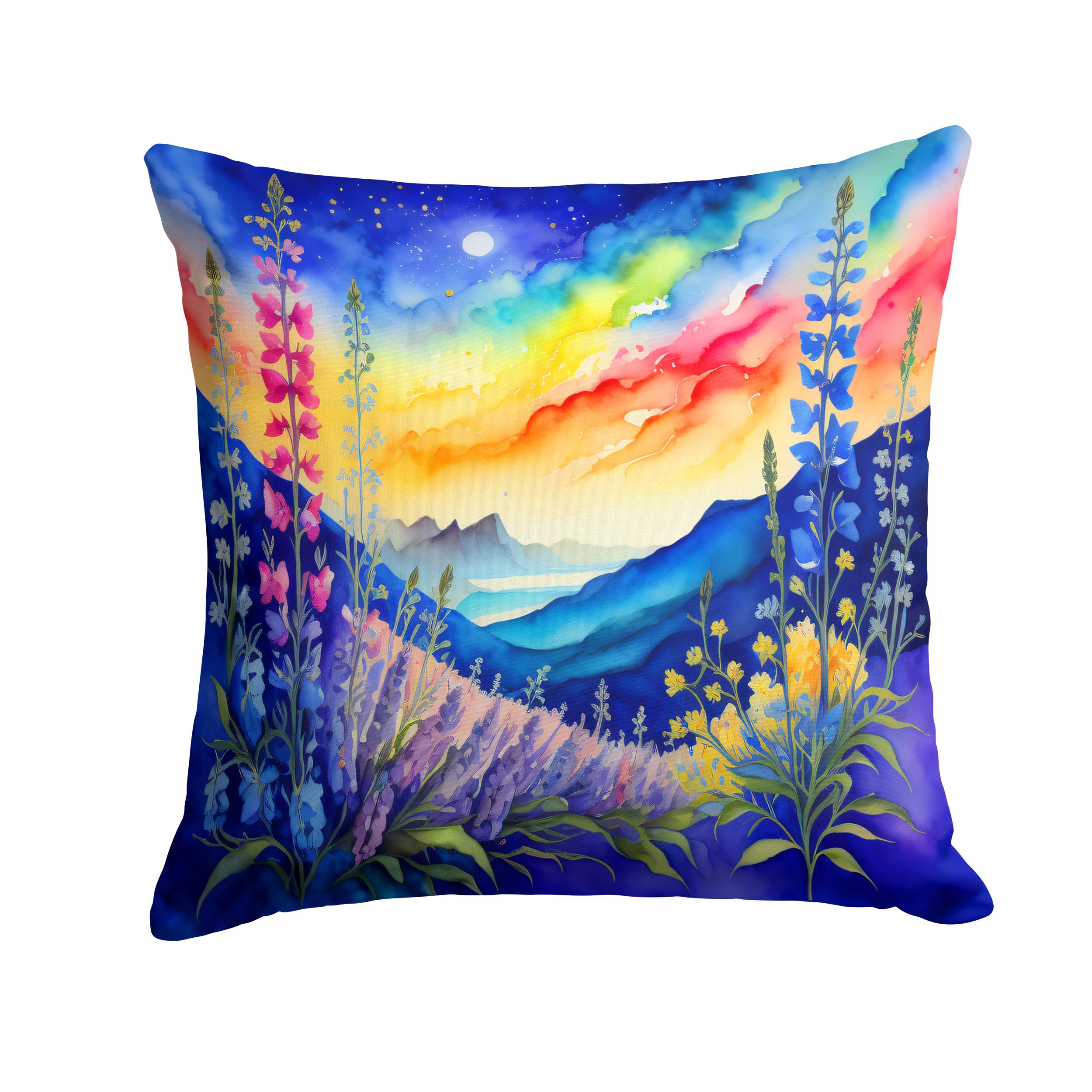 Colorful Delphinium Throw Pillow