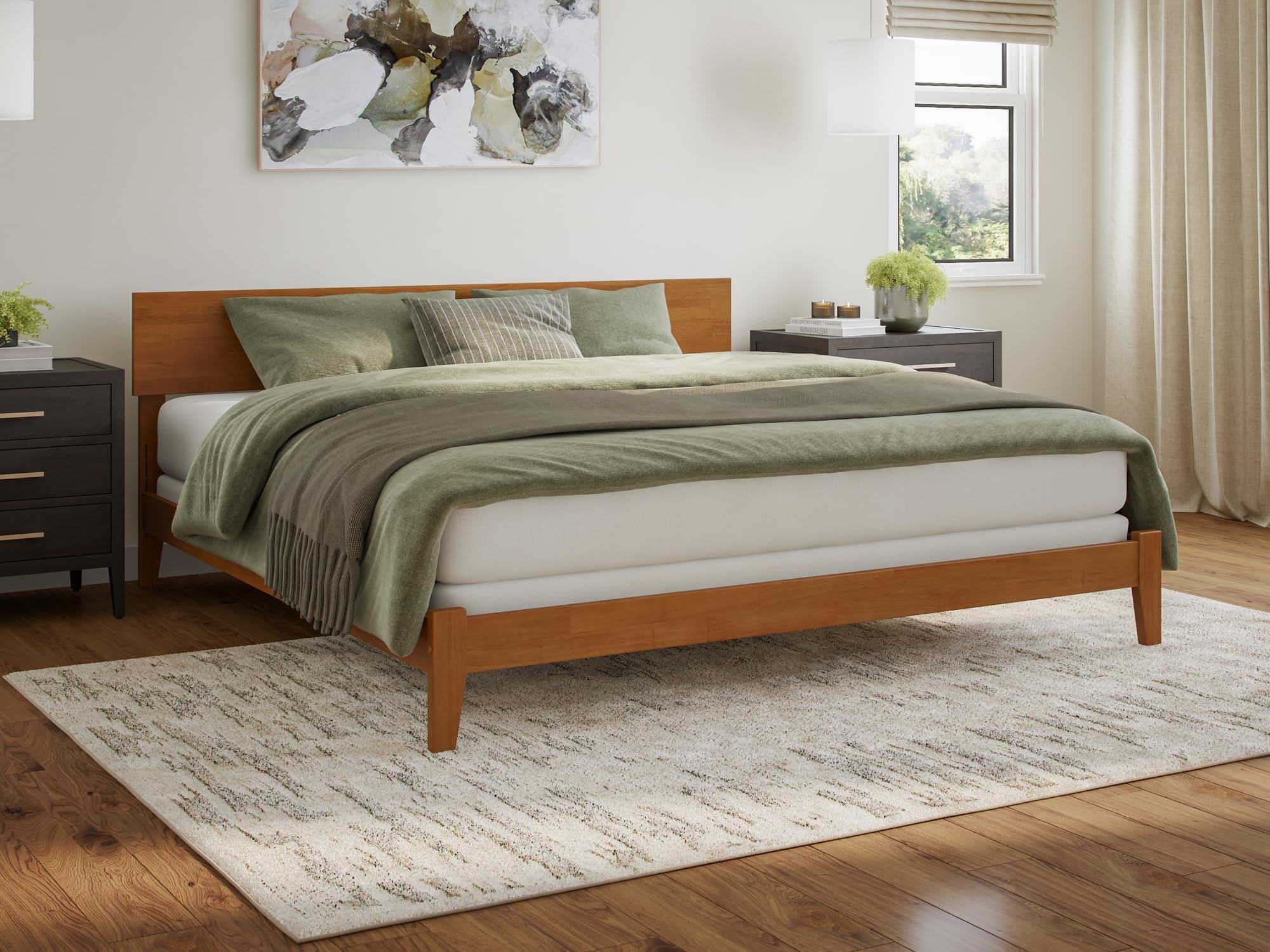 Orlando King Foundation Bed in Light Toffee