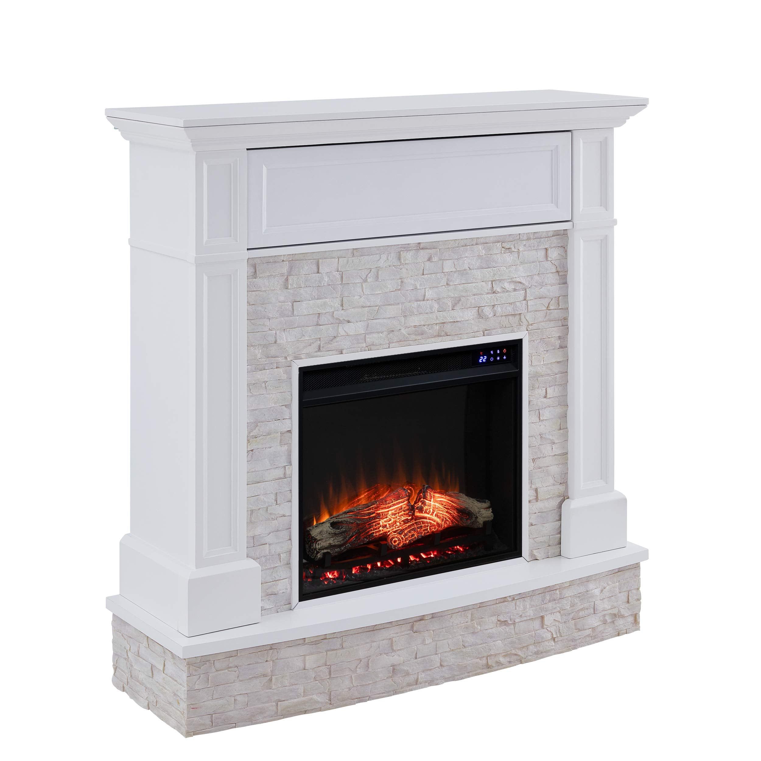 Jacksdale Touch Screen Electric Media Fireplace with Faux Stone