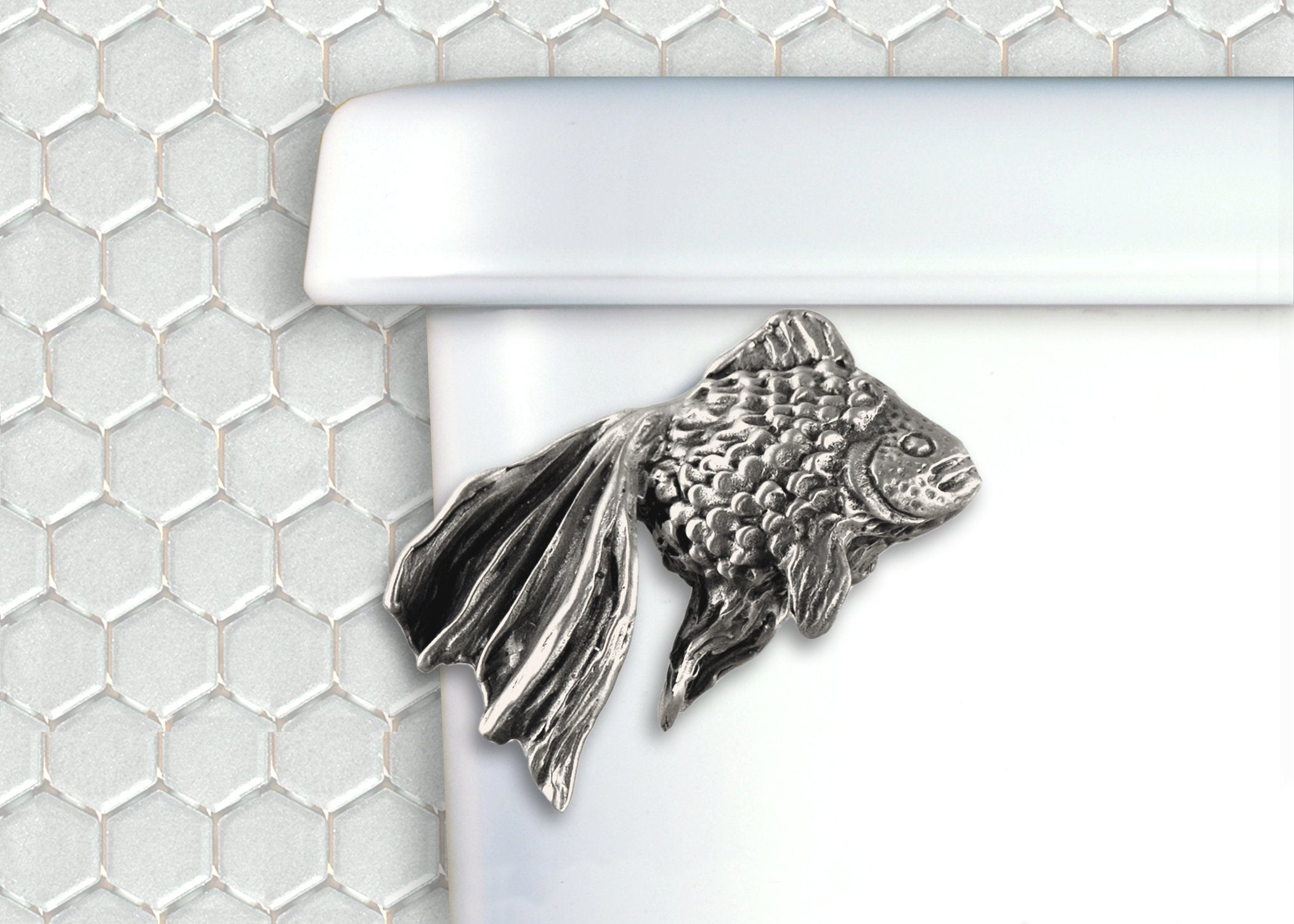 Fantail Goldfish Toilet Flush Handle-Front Mount in Satin Pewter Finish