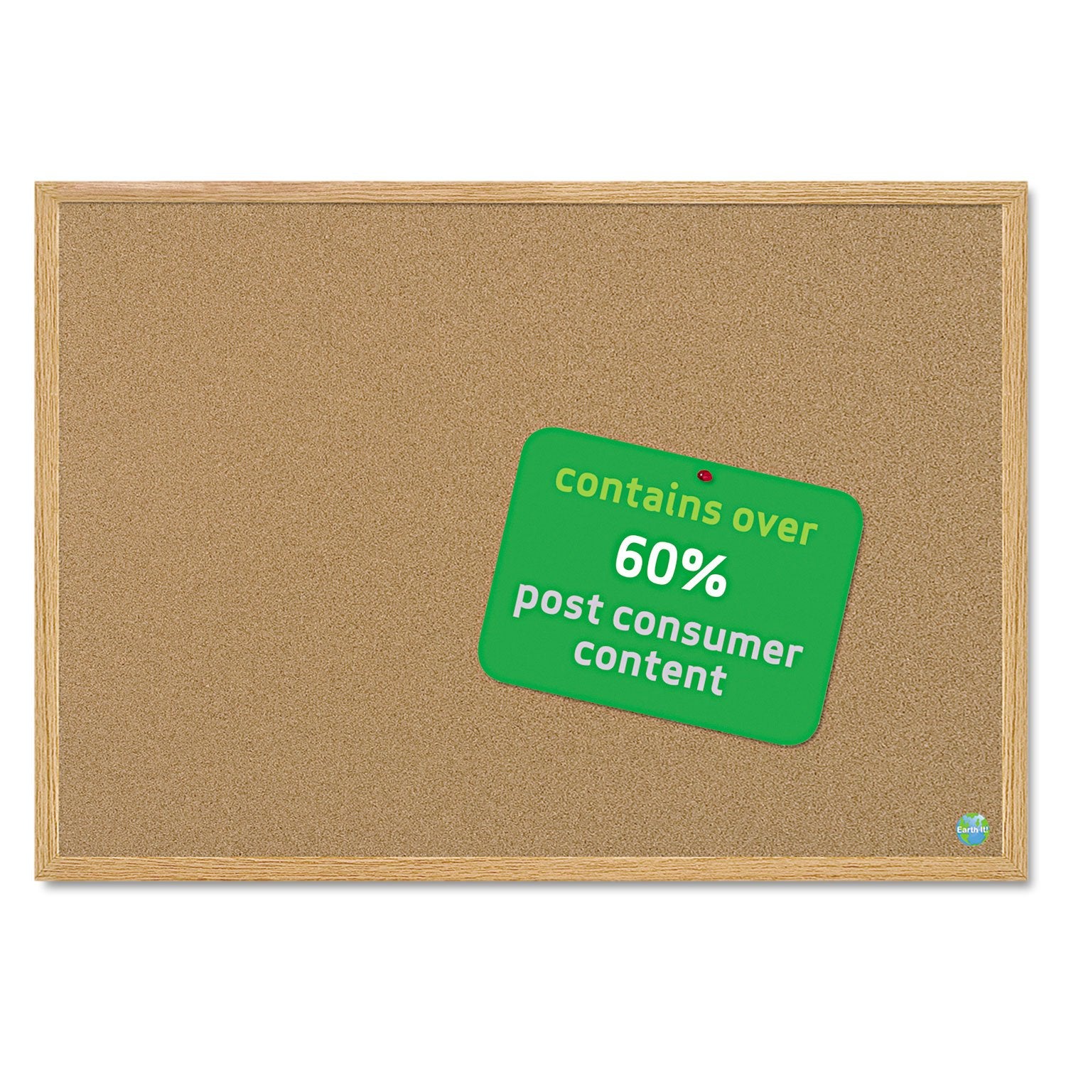 Bi-silque Cork Board with Frame, 4 by 6-Feet, Brown
