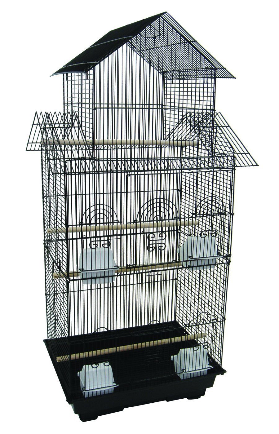 6844 3/8 Bar Spacing Tall Pagoda Top Small Bird Cage  - 18″x14″ In Black