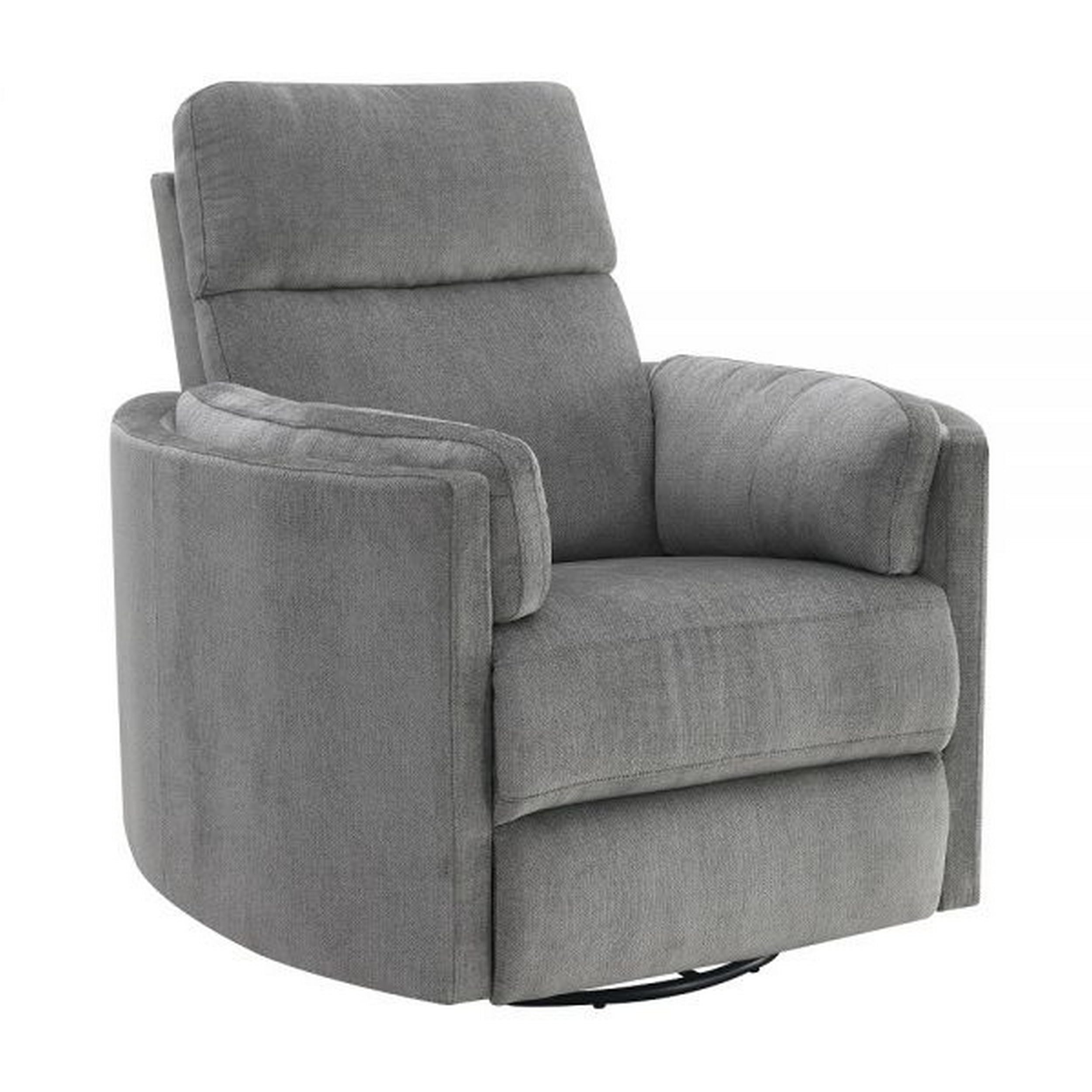 Sage 37 Inch Manual Recliner with Swivel, Chenille Upholstery, Charcoal