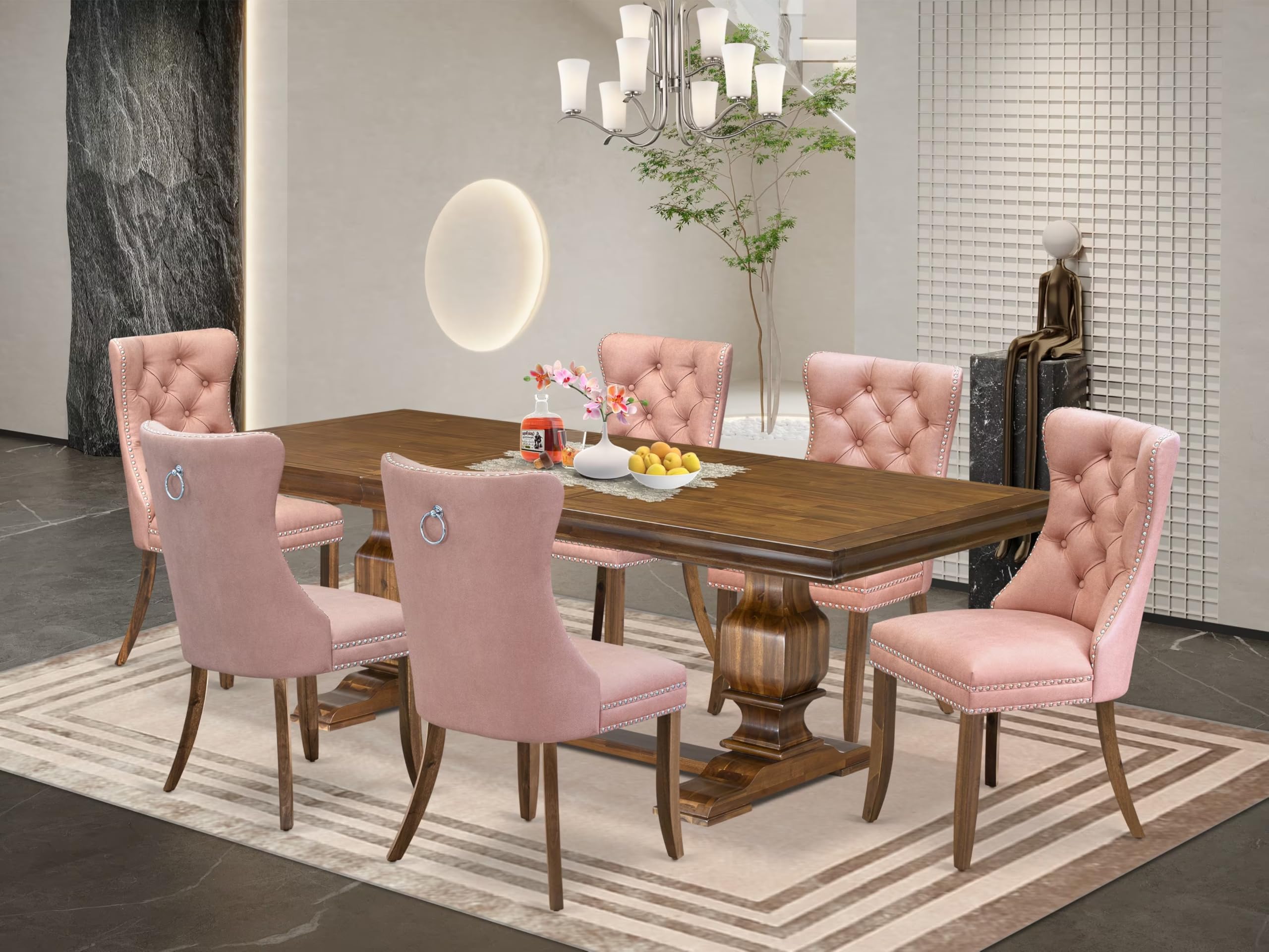 7 piece Dining Table Set of a Kitchen Table and 6 Modern Dining Chairs