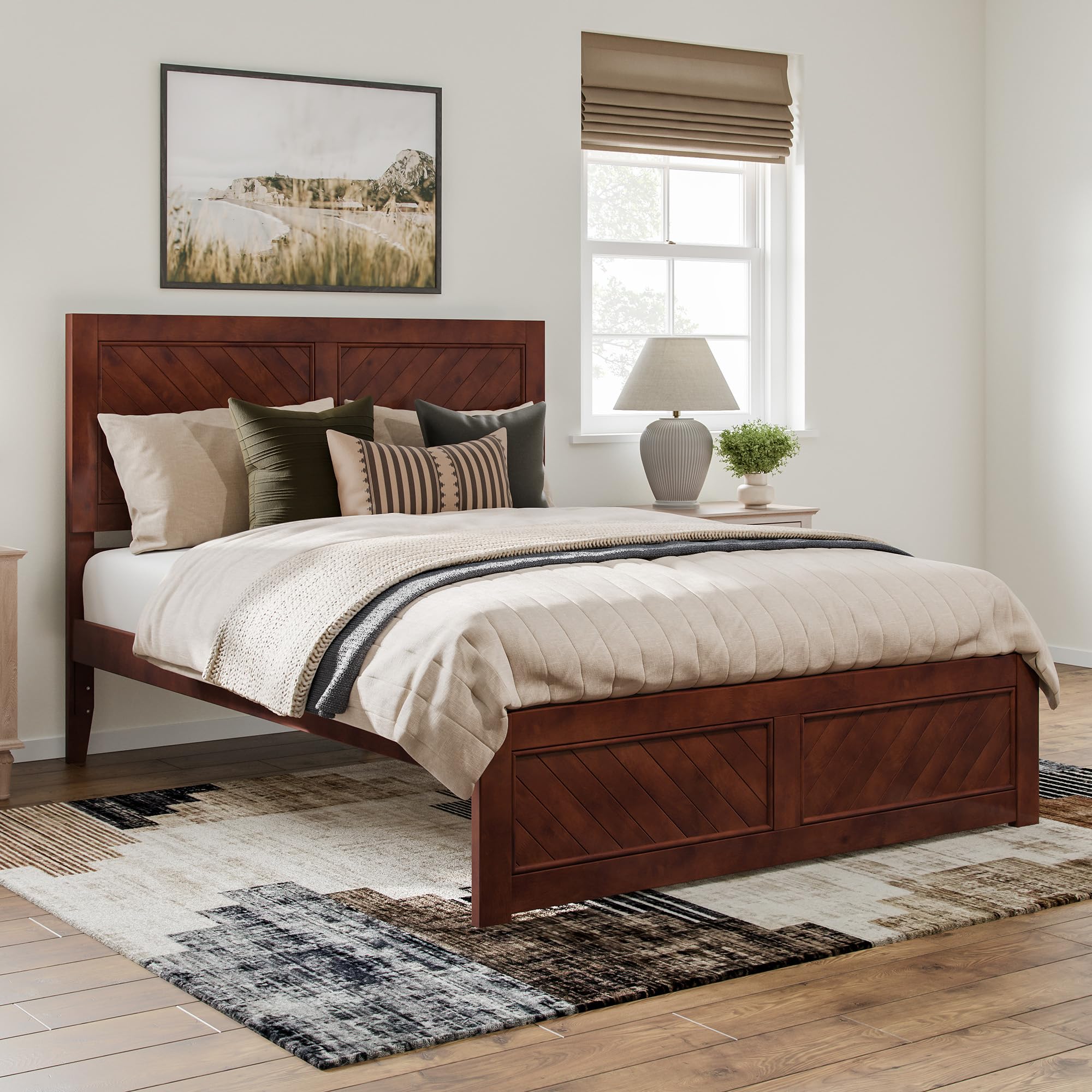 Canyon Queen Platform Bed with Matching Footboard in Walnut