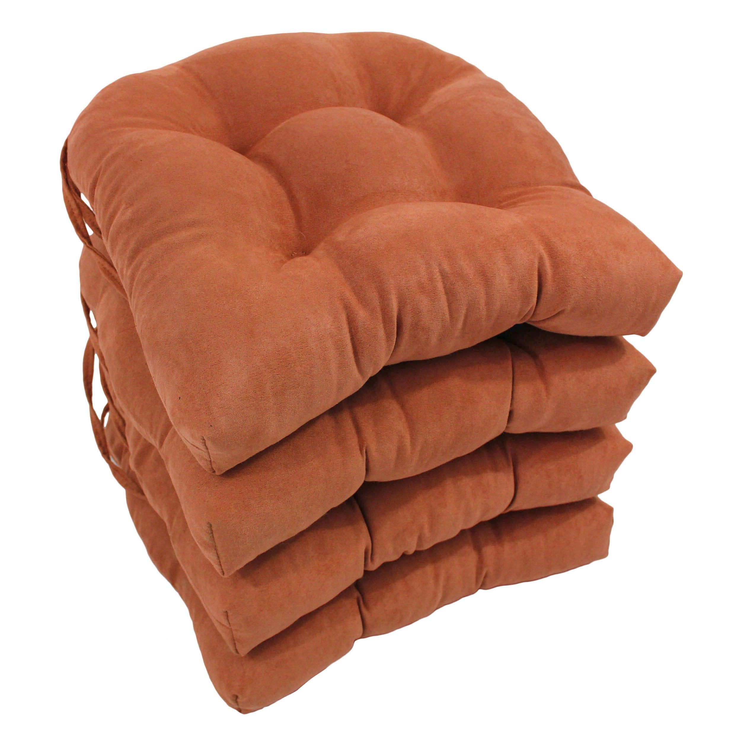 16-inch Solid Micro Suede U-shaped Tufted Chair Cushions (Set of 4) - Spice