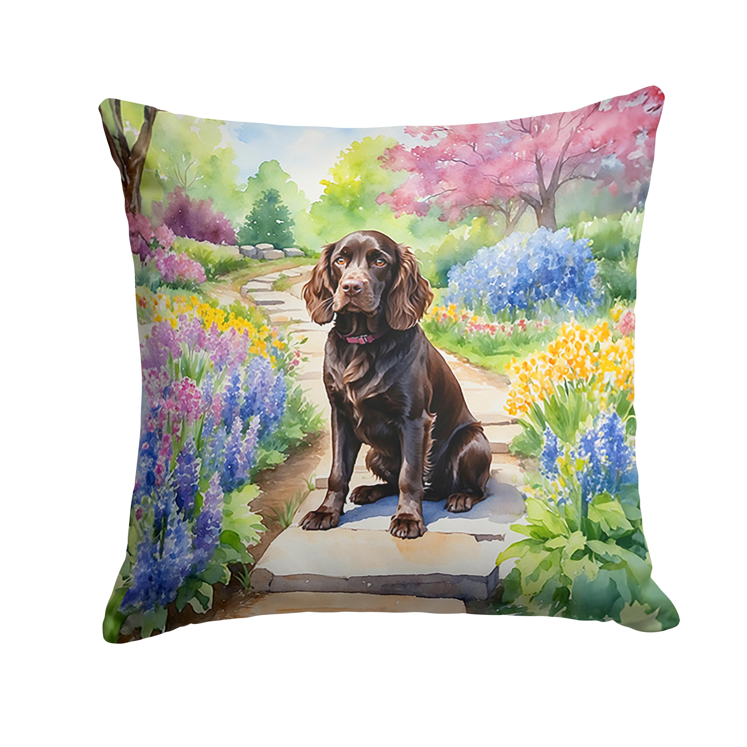 Boykin Spaniel Spring Path Throw Pillow