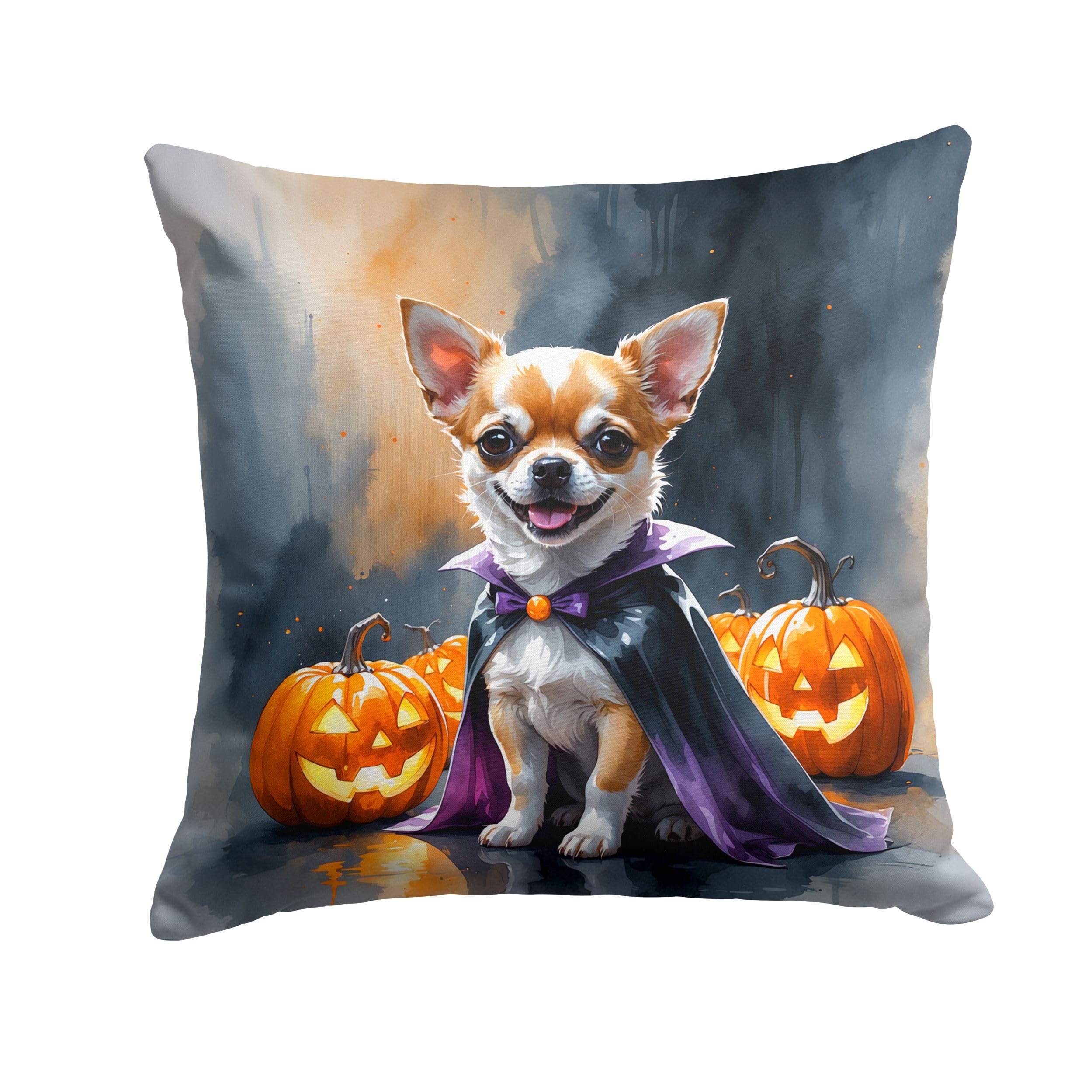 Carolines Treasures Chihuahua Puppy Halloween Throw Pillow Machine Washable, Indoor Outdoor Decorative Pillow for Couch, Bed or Patio, 14Hx14W