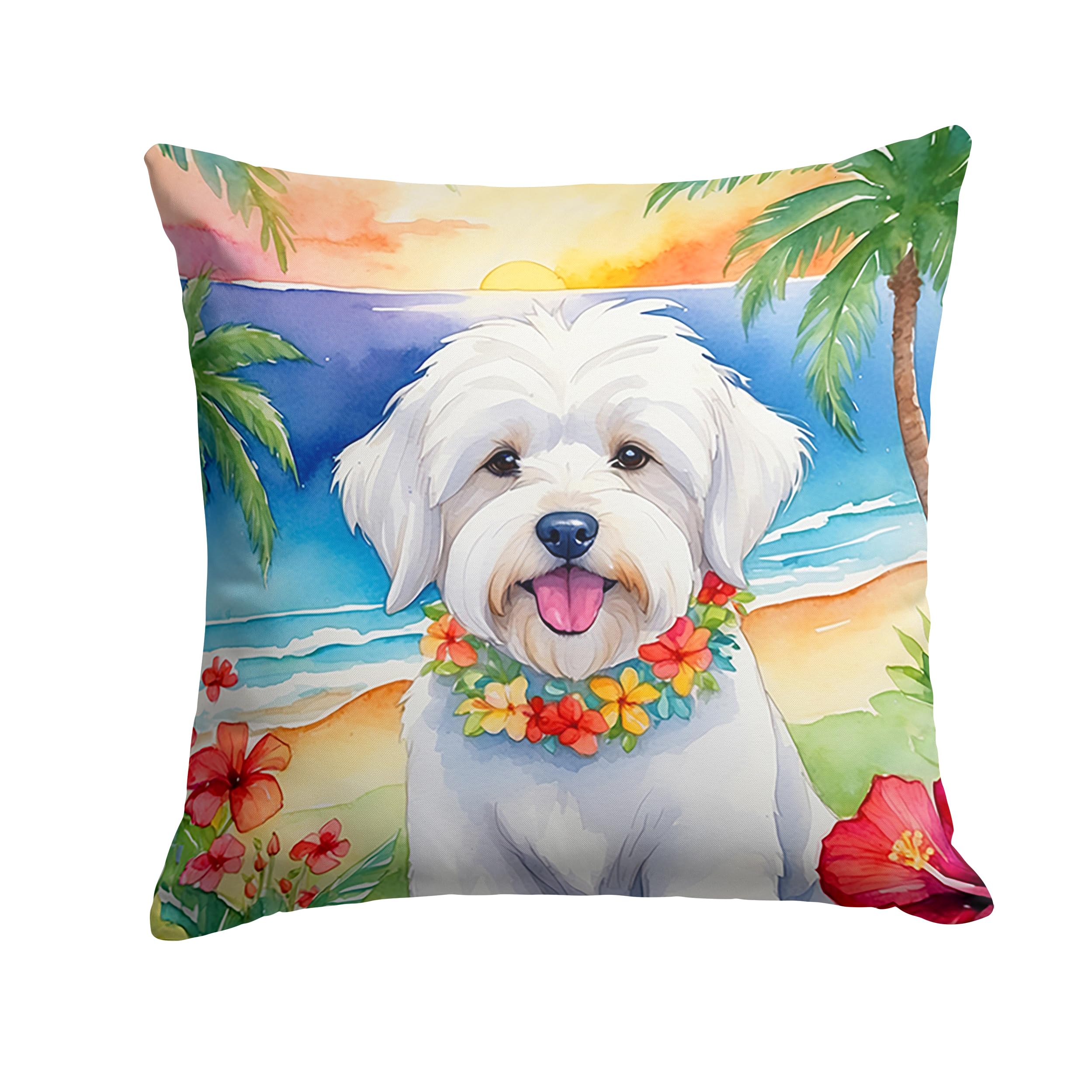 Coton De Tulear Luau Throw Pillow