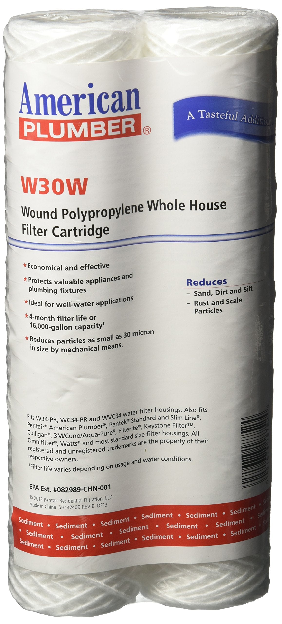 W30W American Plumber Whole House Sediment Filter Cartridge (2-Pack)