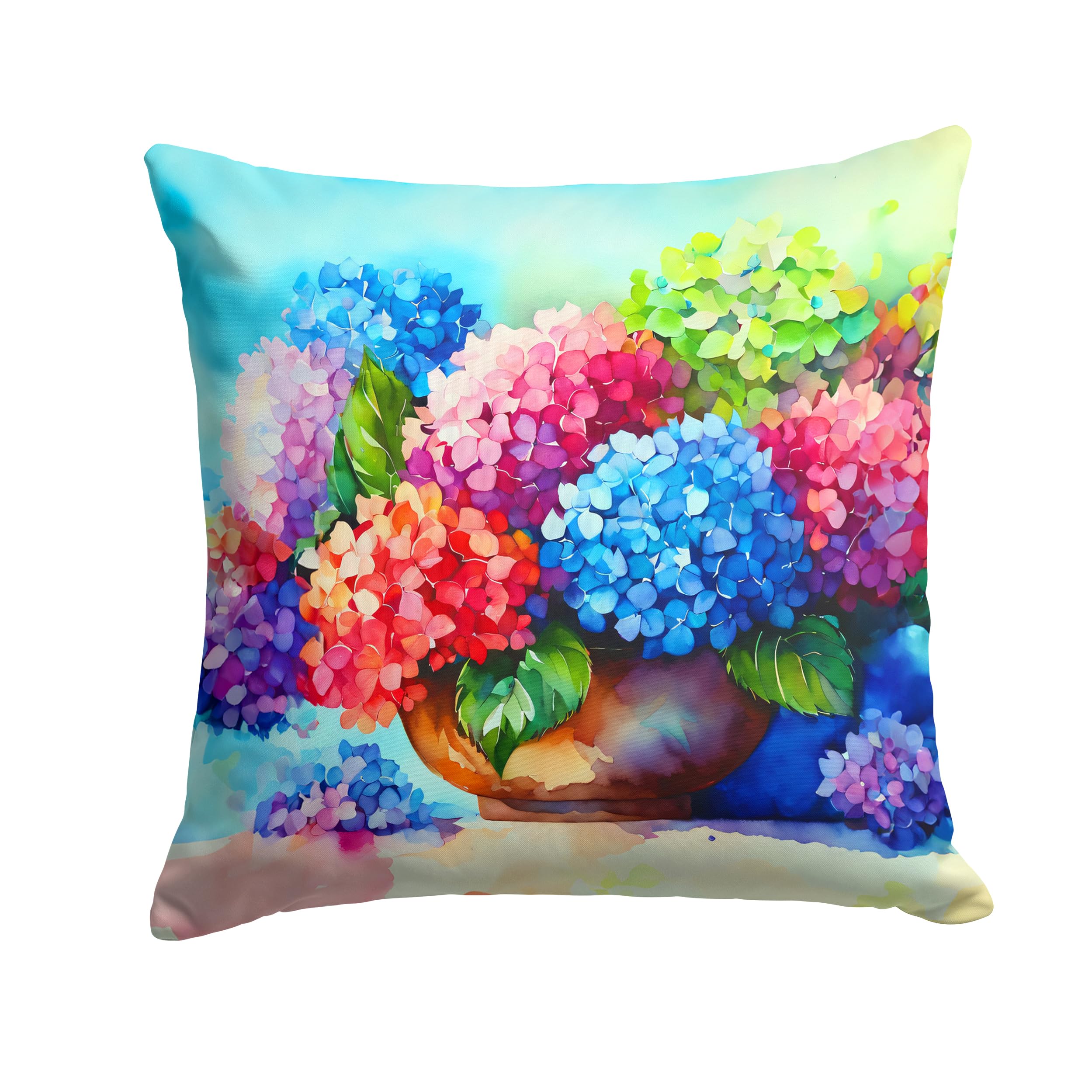 Hydrangeas in Watercolor Throw Pillow