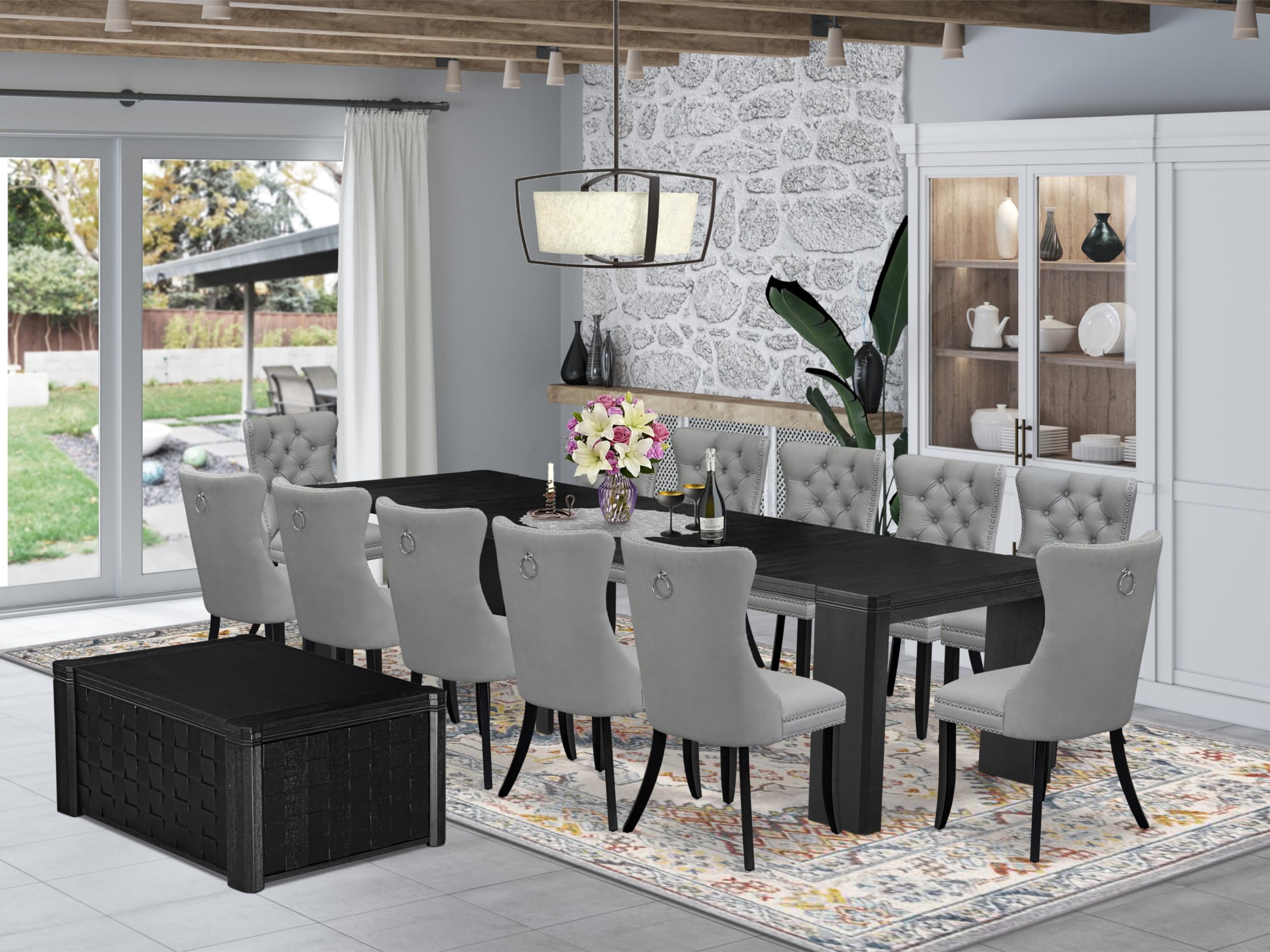 14-piece dinner table set a rectangular modern kitchen table