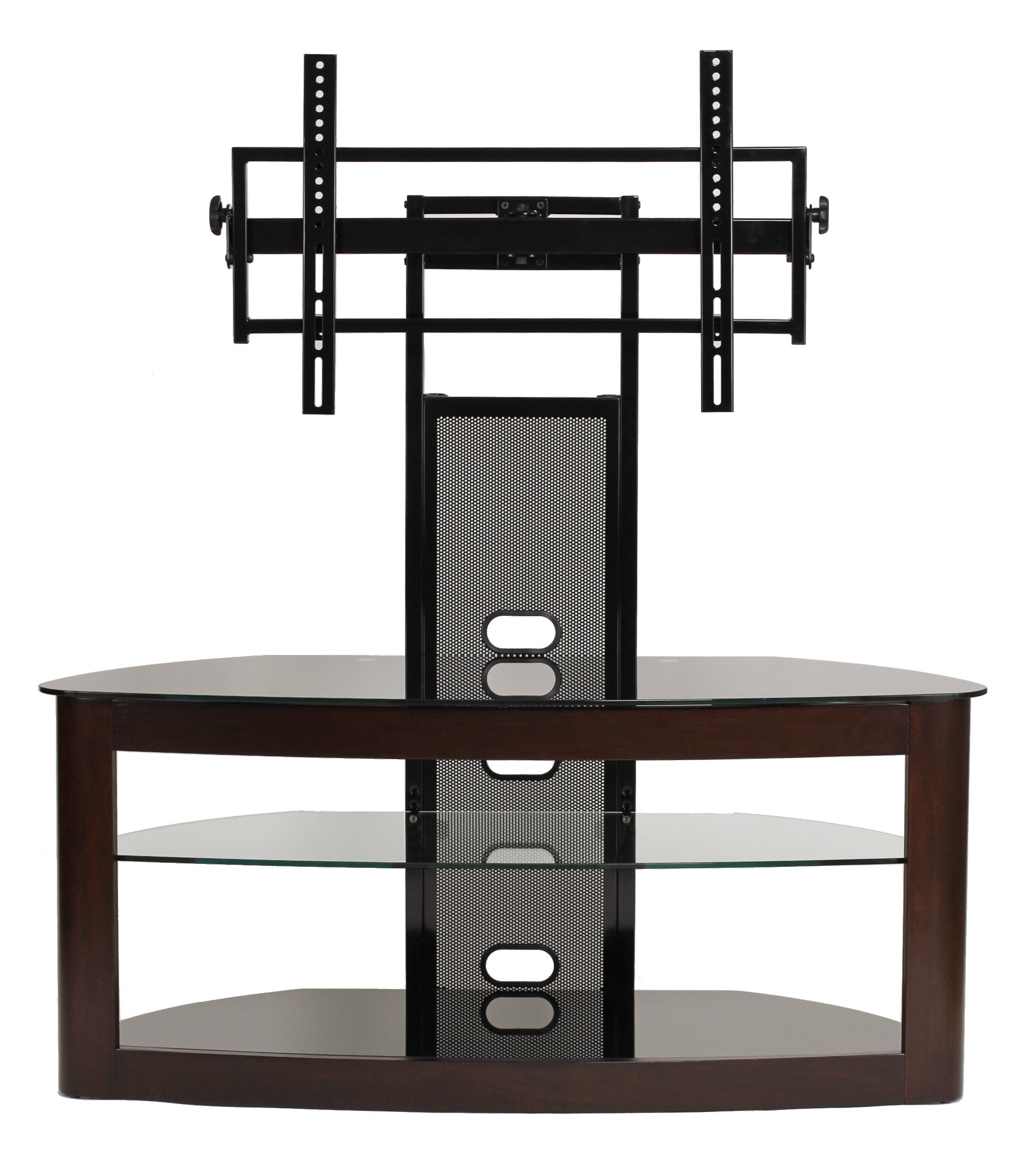Flat panel TV mounting system w/ 3 AV shelves for up to 80 plasma or LCD/LED TVs - Espresso