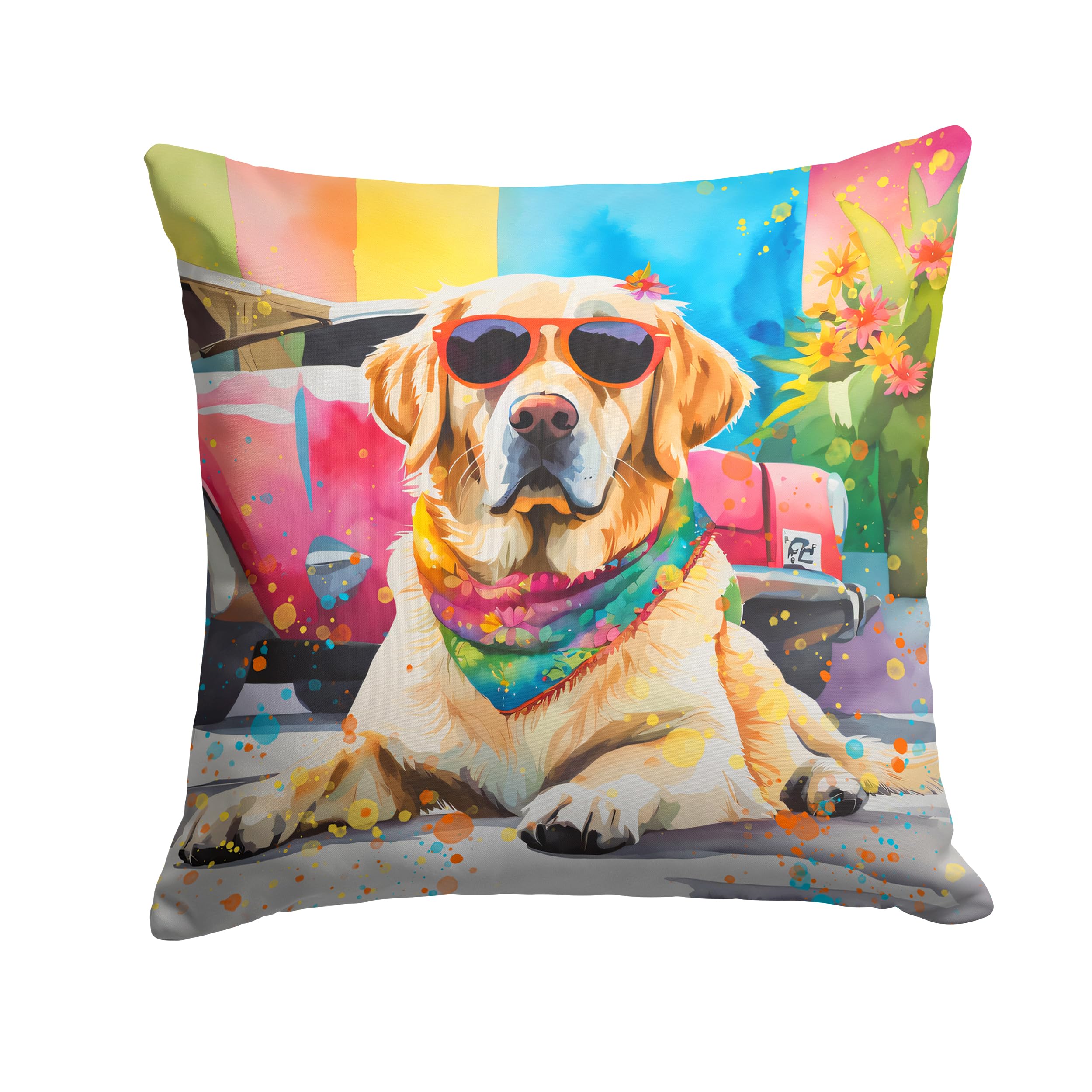 Yellow Labrador Hippie Dawg Throw Pillow