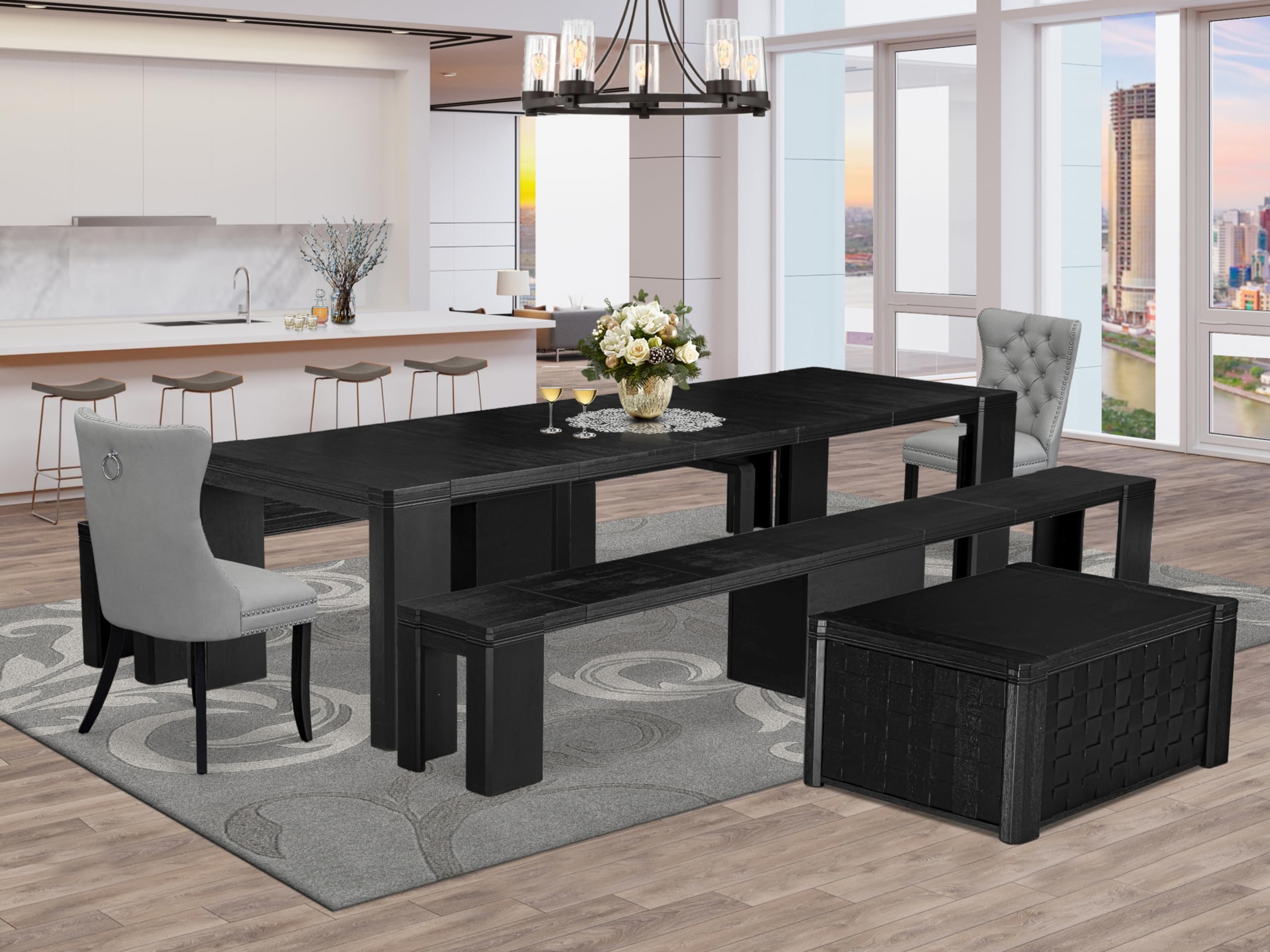 6-piece Modern Dining Table Set a Rectangular Dining Room Table