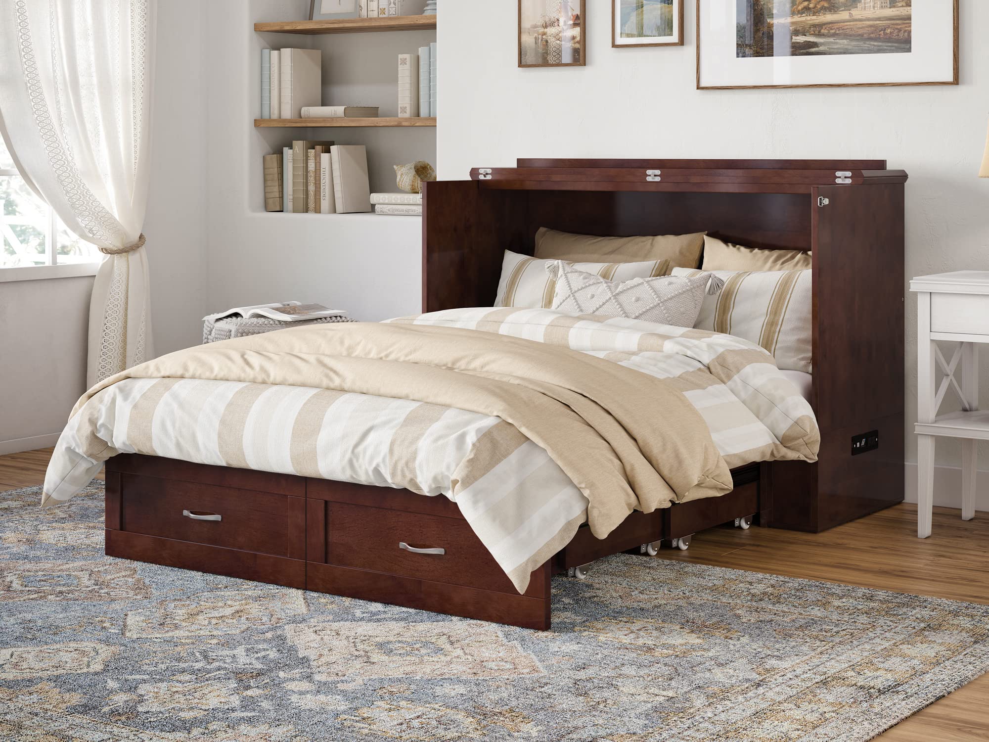 Hamilton Full Murphy Bed Chest in Walnut