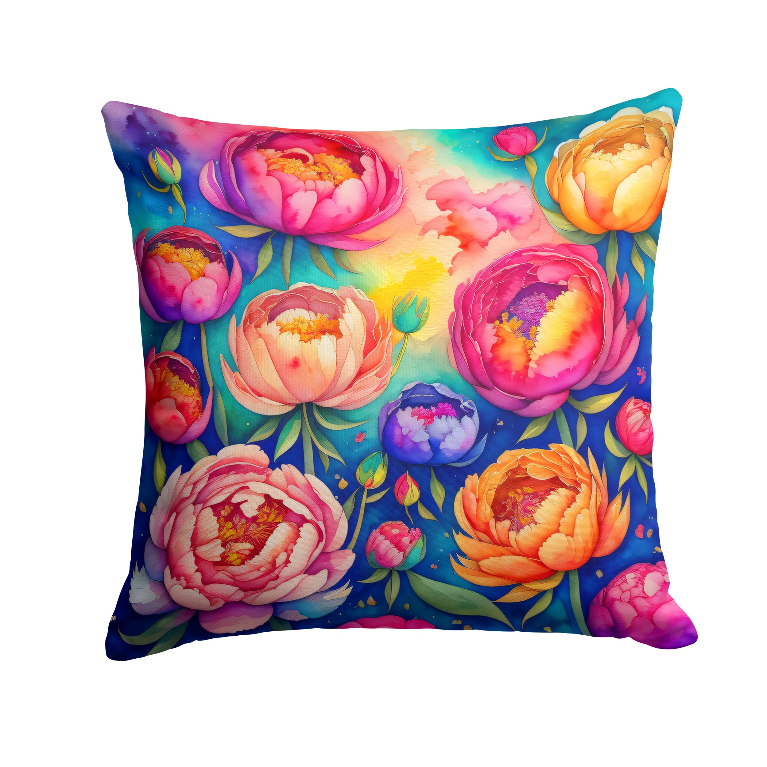 Colorful Peonies Throw Pillow