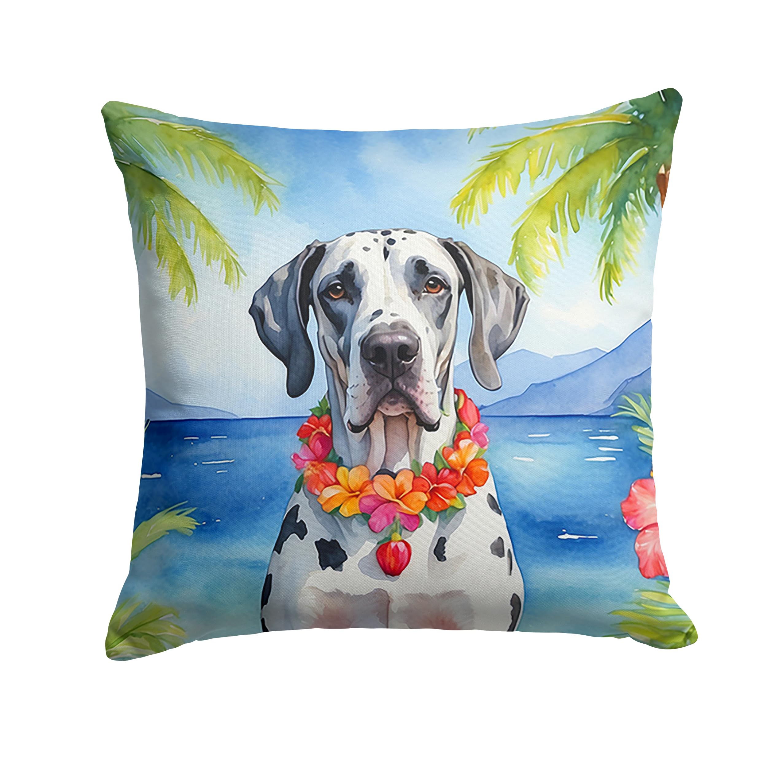 Great Dane Luau Throw Pillow