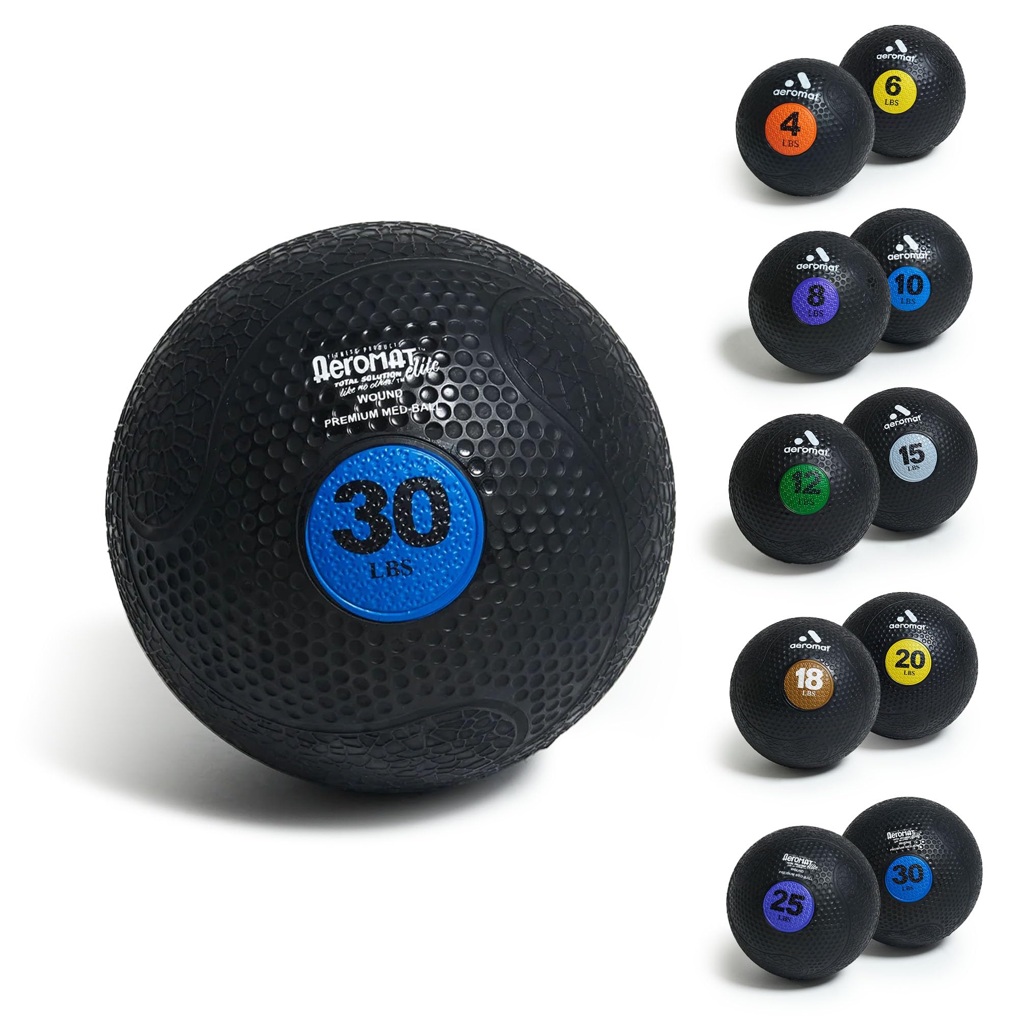 Deluxe Medicine Ball - 30 LB Black / Blue - 10.8 in diameter