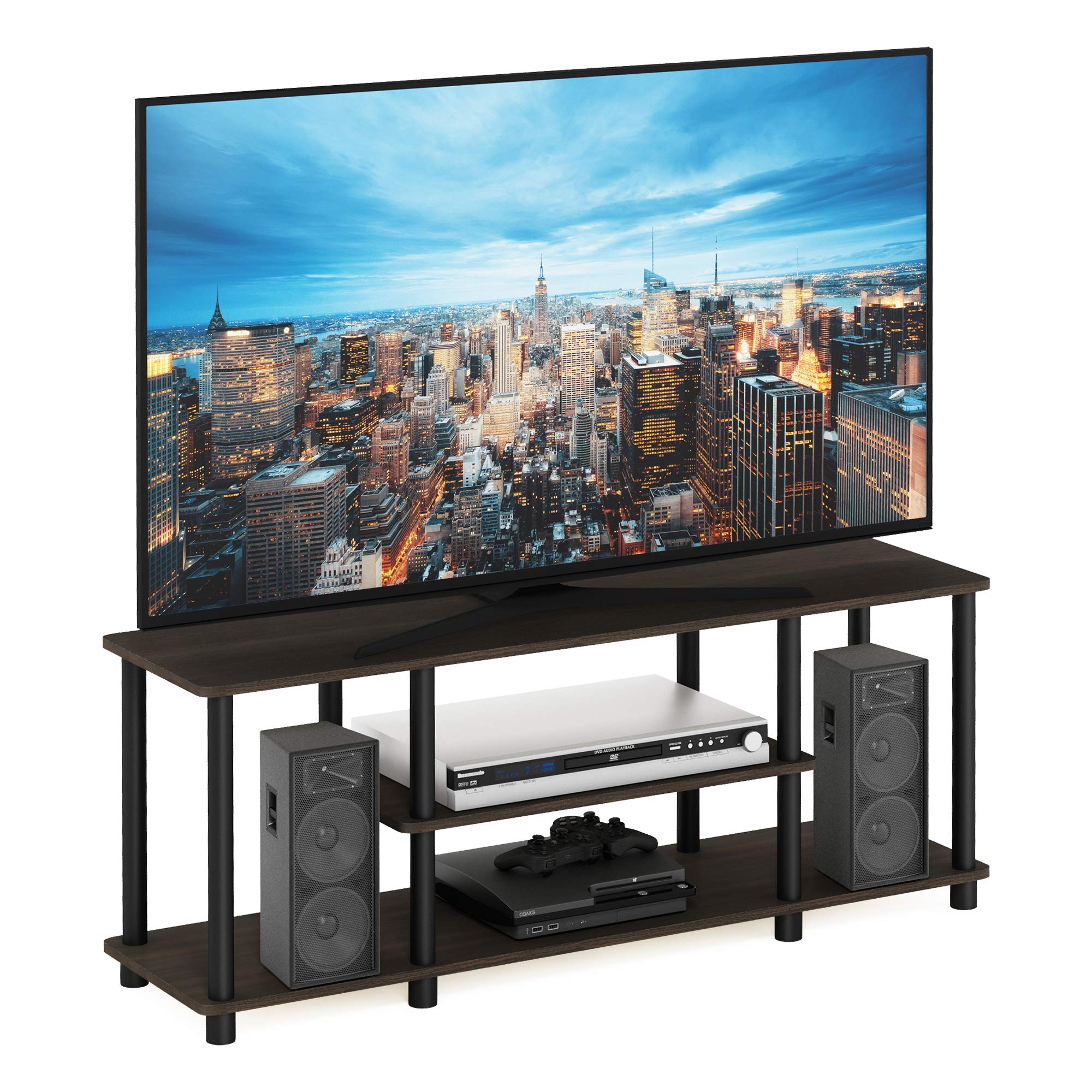 Furinno 12250R1DBR/BK Turn-N-Tube No Tools 3-Tier Entertainment TV Stands